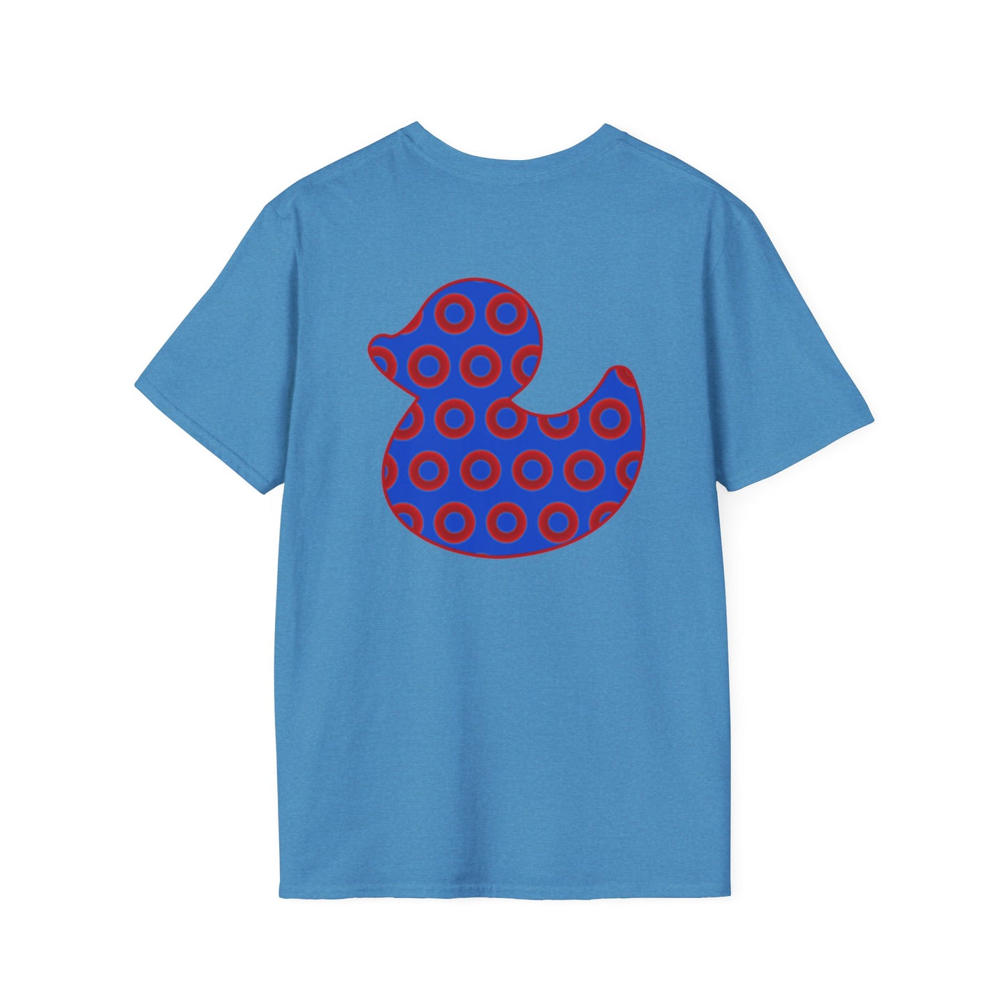 Classic Donut Tee - Unisex Soft-Style - "Rubber Ducky Bath Time Donut" - vivid red/blue donut pattern - variant 3
