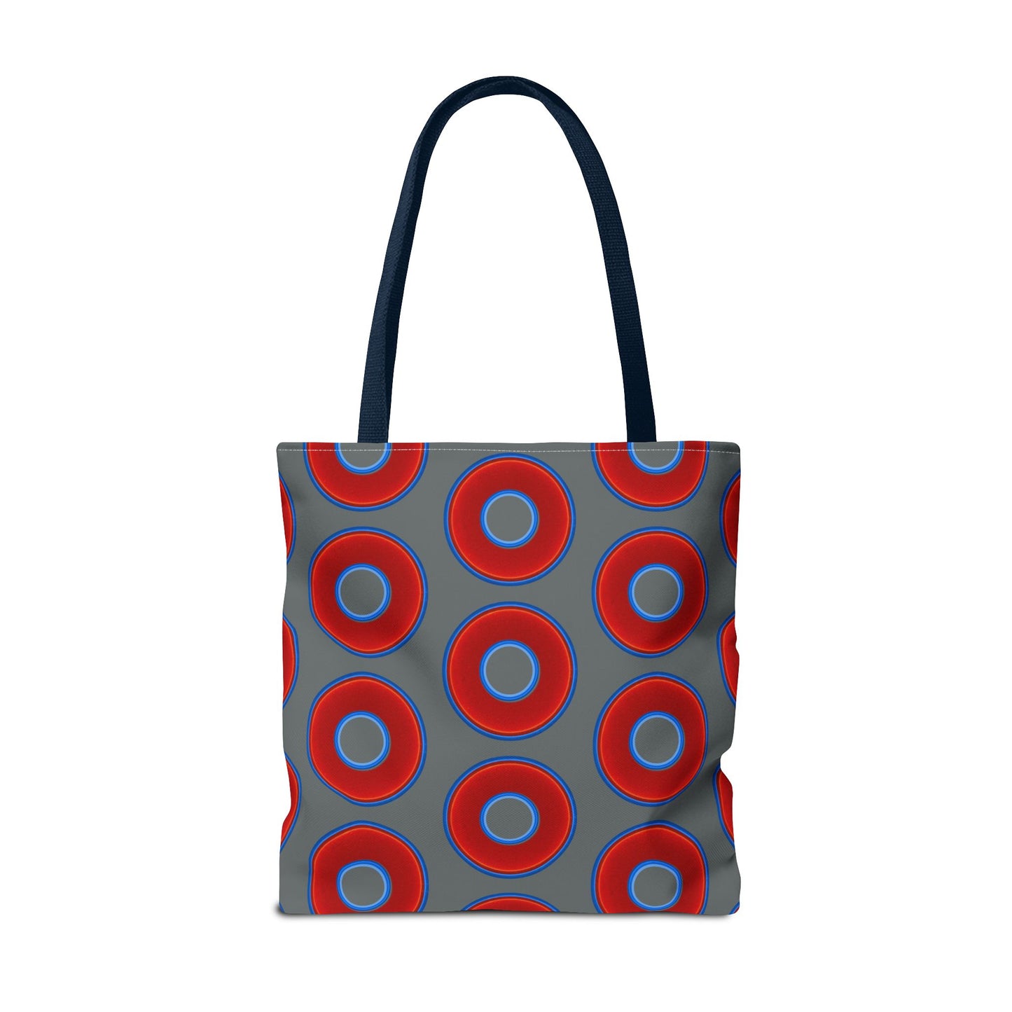 Lumpy Beach/Tote Bag - red vivid donuts w/dark gray background