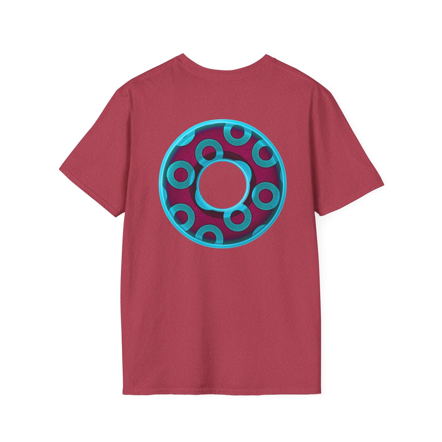 Plain Donuts/Unisex Soft-Style - "Plain Rustic Paradoxical Donuts" - aquamarine/burgundy donuts