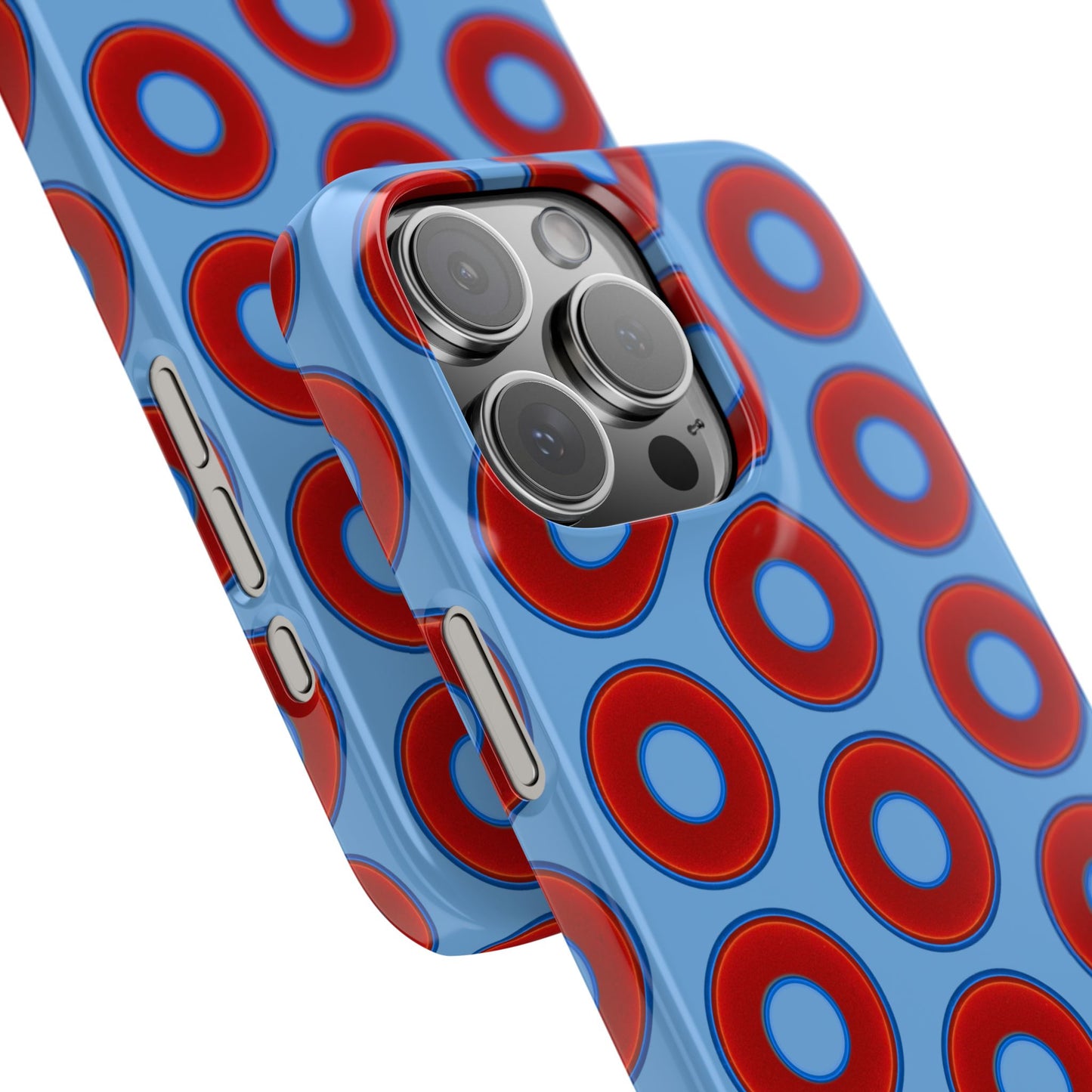 Lumpy Donut Snap Case - red vivid donut print w/light blue background