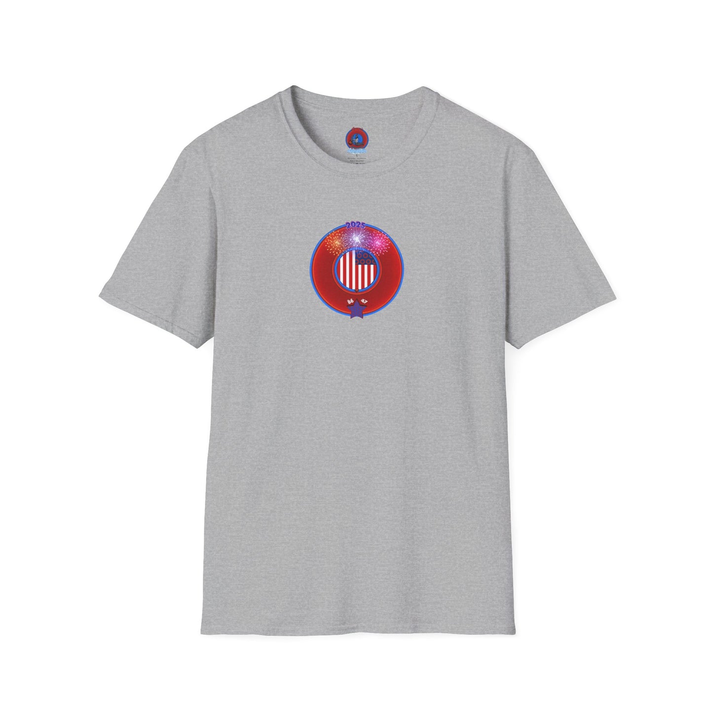 Classic Donut Tee - Unisex Soft-Style - "One Indivisible Donut" - vivid red phreedom donut - w/fireworks - variant 3
