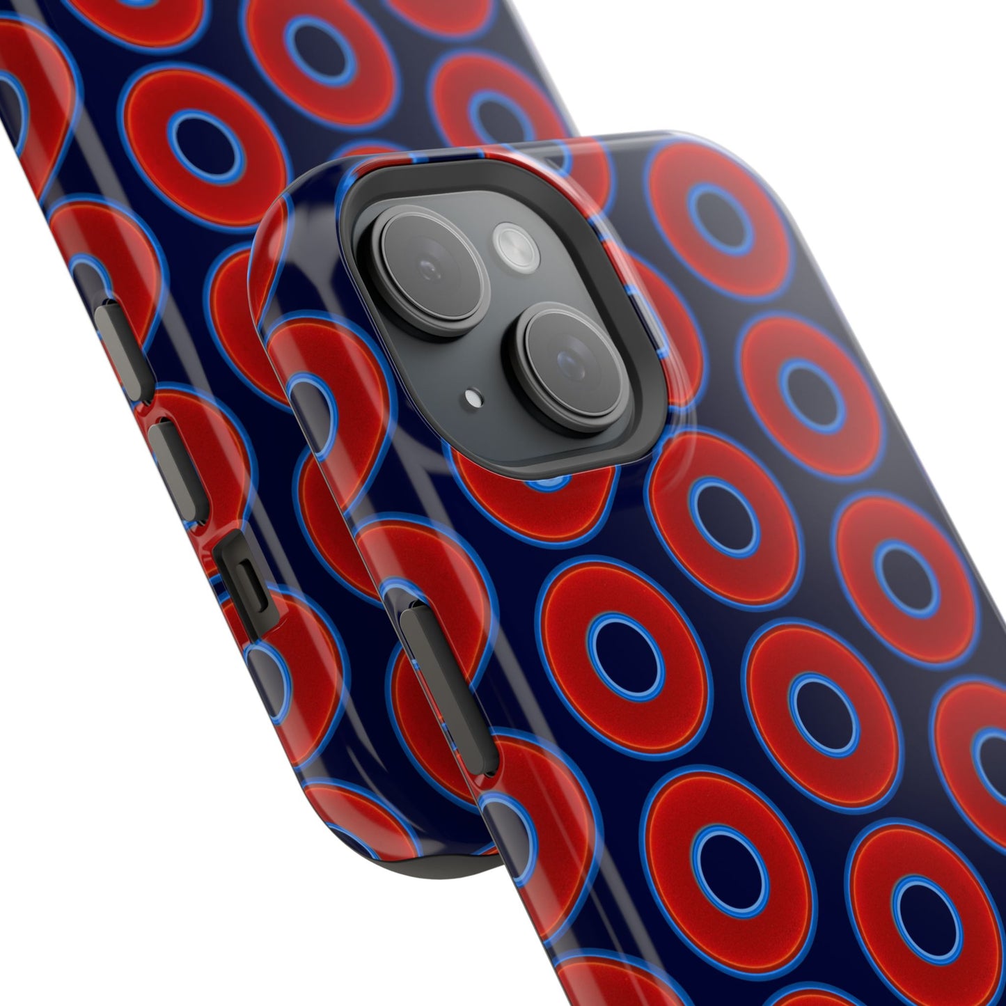 Magnetic Tough Donut Case - red vivid donut print w/dark navy blue background