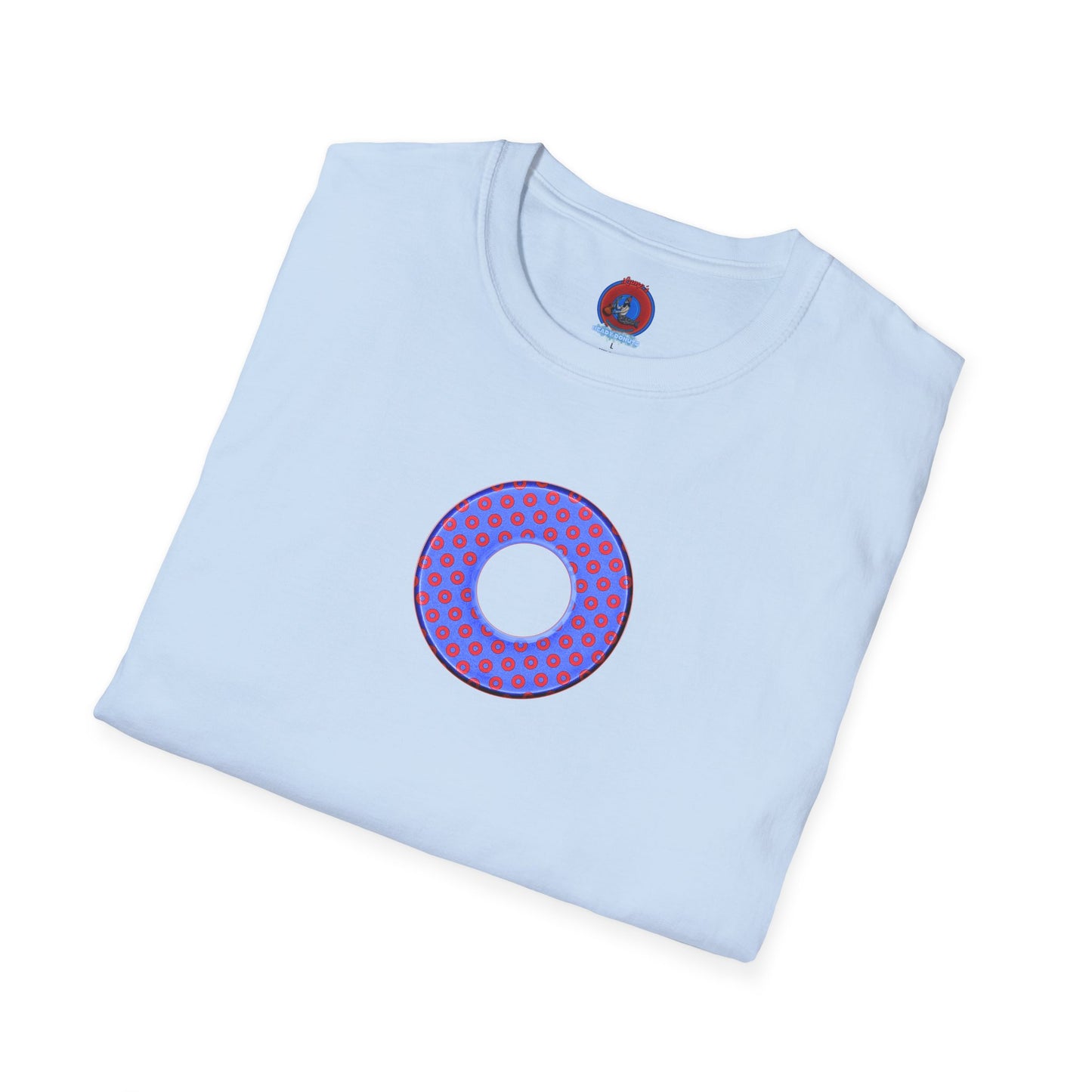 Plain Donuts/Unisex Soft-Style - "Plain Electric Paradoxical Donuts" - bright royal blue/red coral donuts