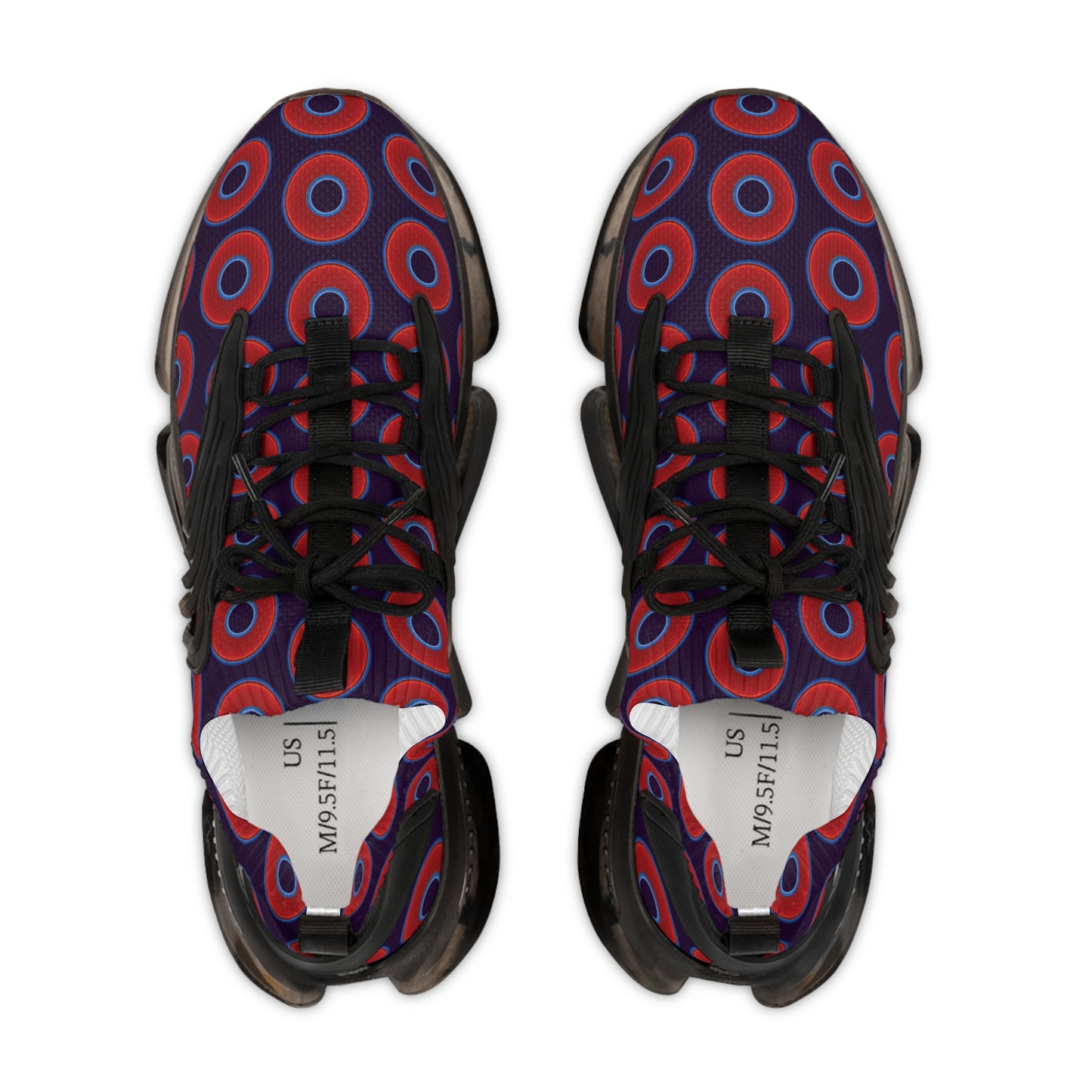 Donut Kicks - red vivid donut print w/midnight purple background