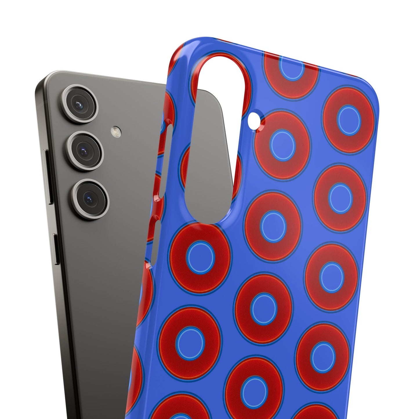 Lumpy Donut Snap Case - red vivid donut print w/royal blue background