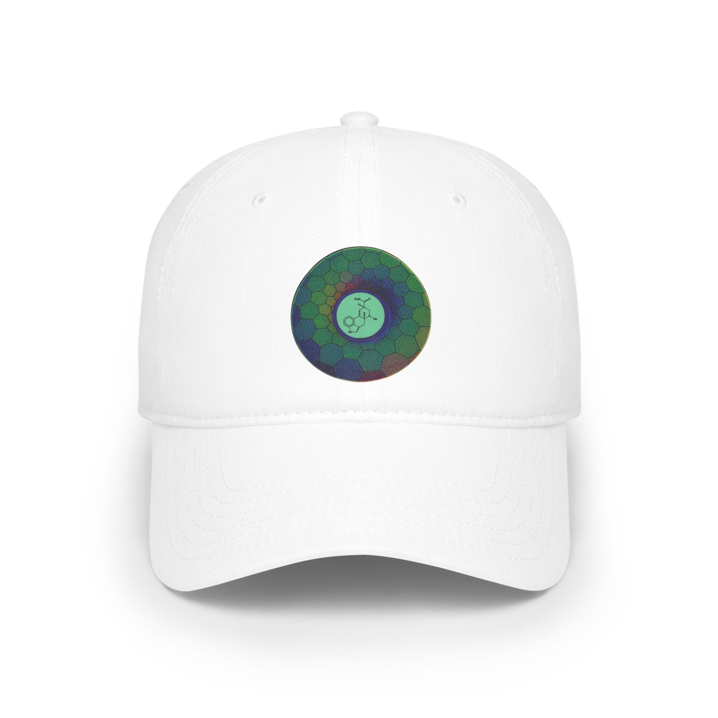 Lumpy Donut Baseball Cap - "Dr. Albert Hofmann" - variant 3 - green hexadonut w/