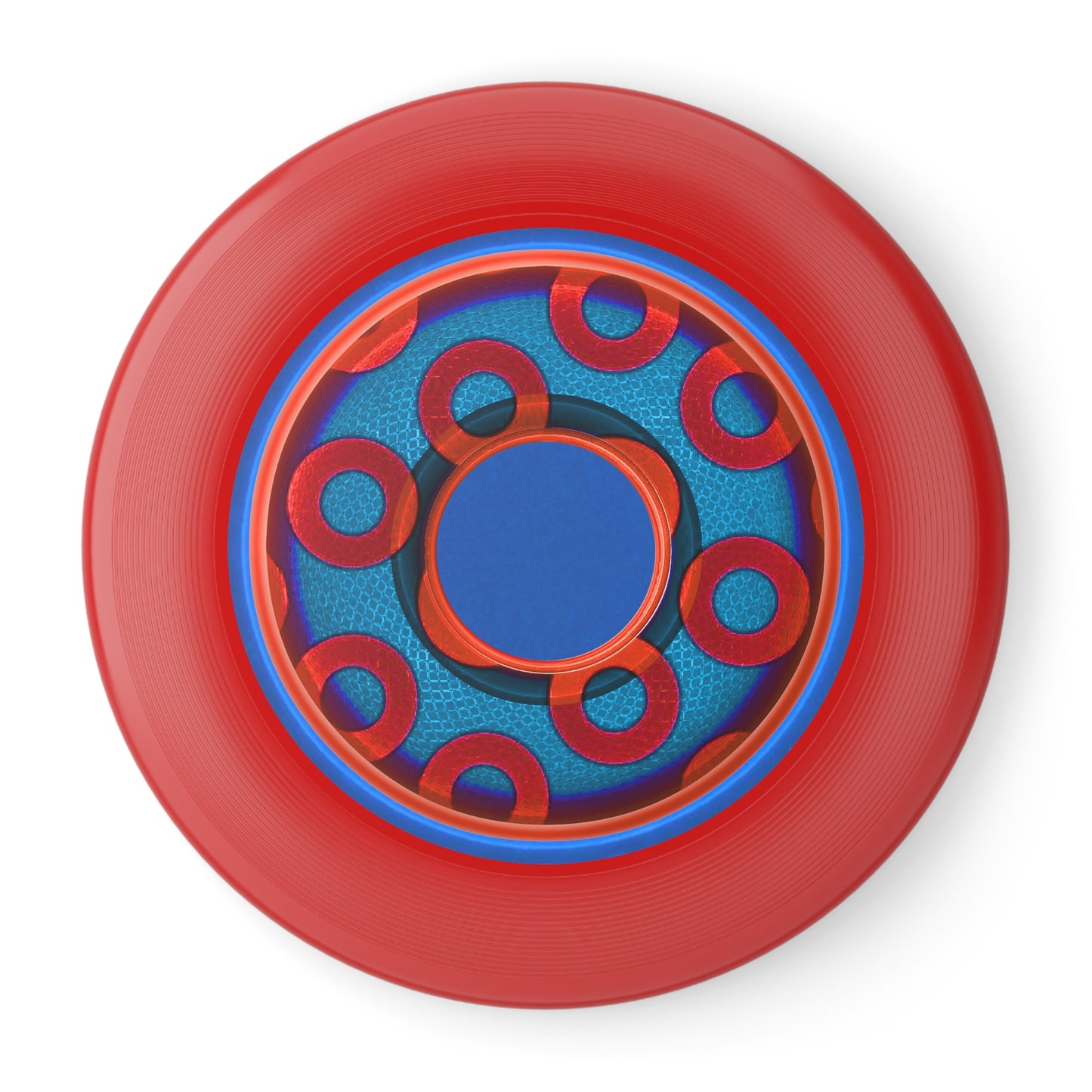 Lumpy Wham-O Donut Frisbee - "Rustic Paradox Donut" - red/royal blue