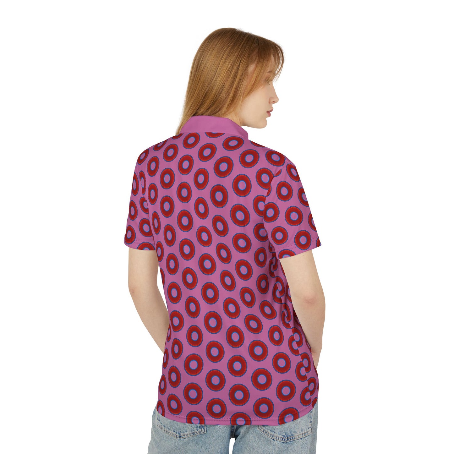 AOP Donut Polo - vivid donut print w/pink background [unisex]