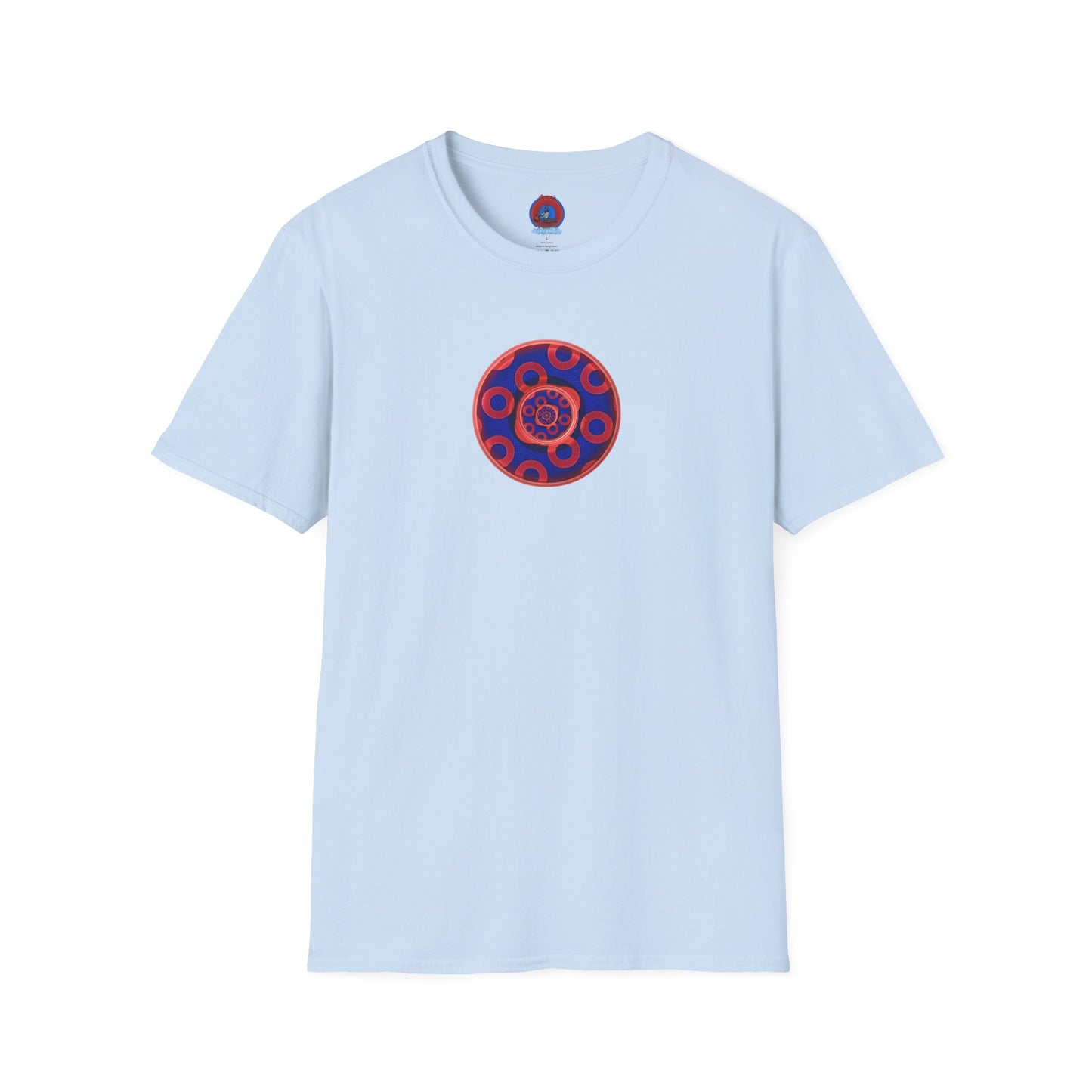 Classic Donut Tee - Unisex Soft-Style - "Kaleidoscope Abyss of Donut" - paradoxical print - variant 2 - series 1.0 - donut vortex - red/blue