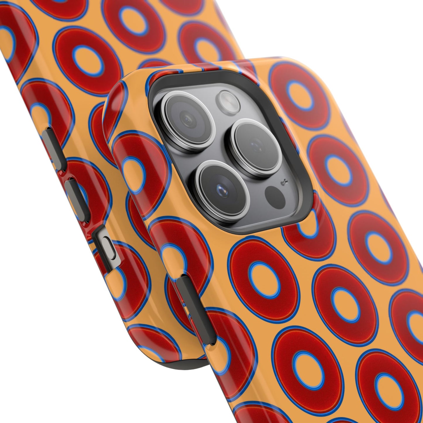 Magnetic Tough Donut Case - red vivid donut print w/creamsicle orange background