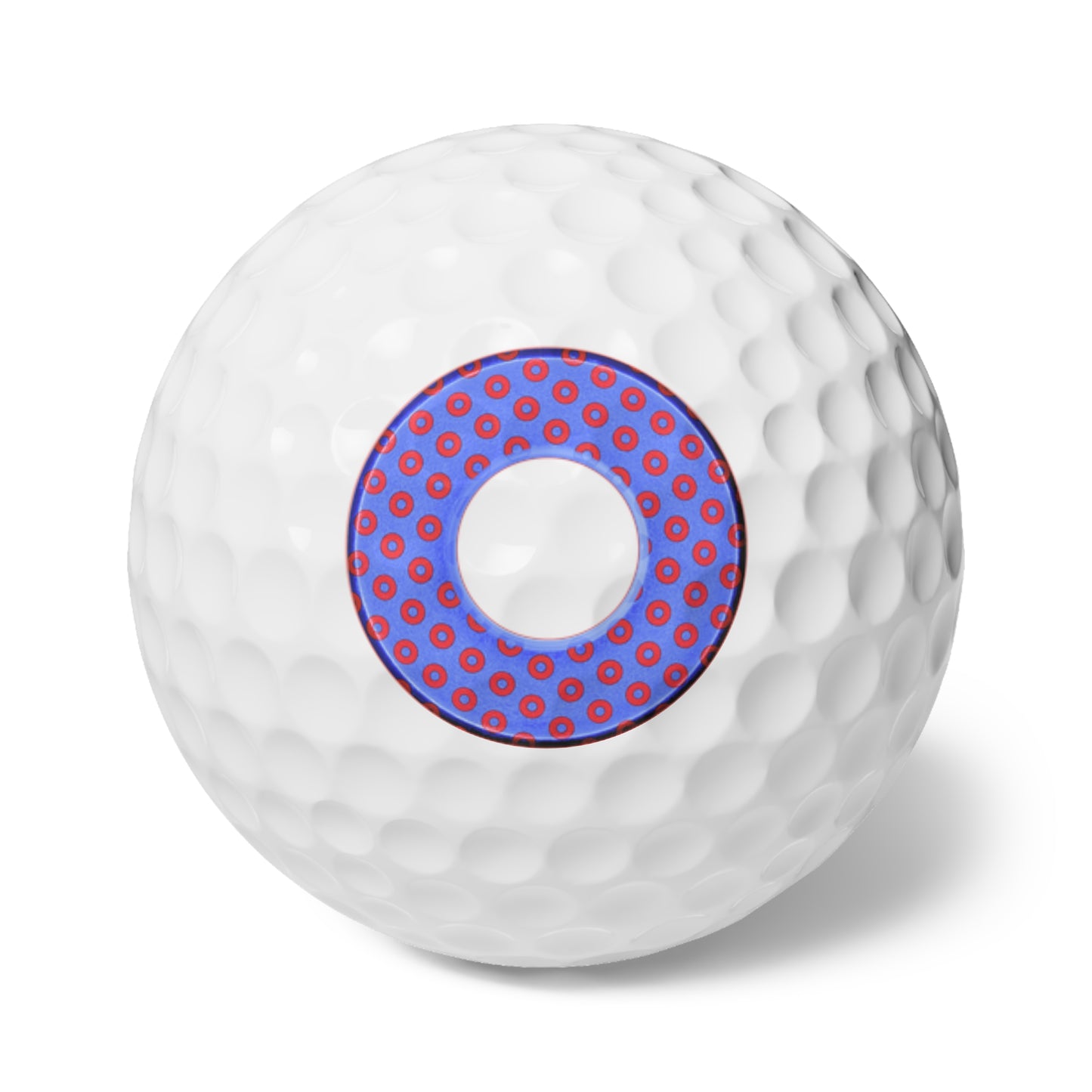 Lumpy Donut Golf Balls - 6-pack - "Electric Paradox Donuts" - light royal blue/red donuts
