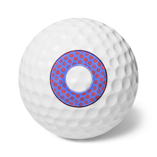 Lumpy Donut Golf Balls - 6-pack - "Electric Paradox Donuts" - light royal blue/red donuts