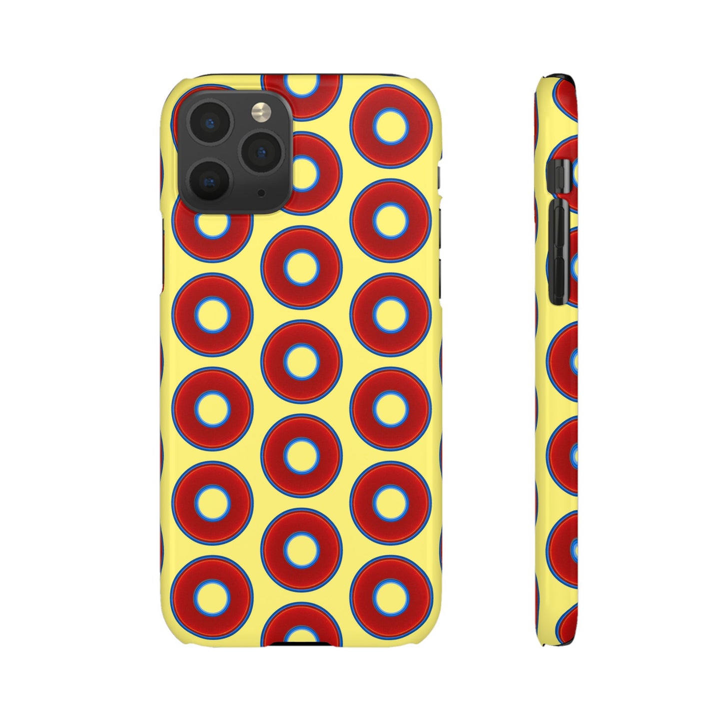 Lumpy Donut Snap Case - red vivid donut print w/yellow background
