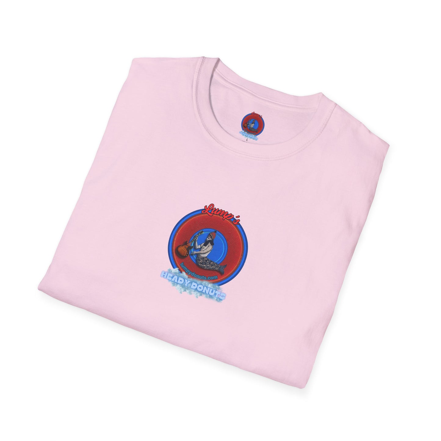 Classic Donut Tee - Unisex Soft-Style - "Lump's Heady Donuts Logo" - series 1.0  - red/blue rustic donut