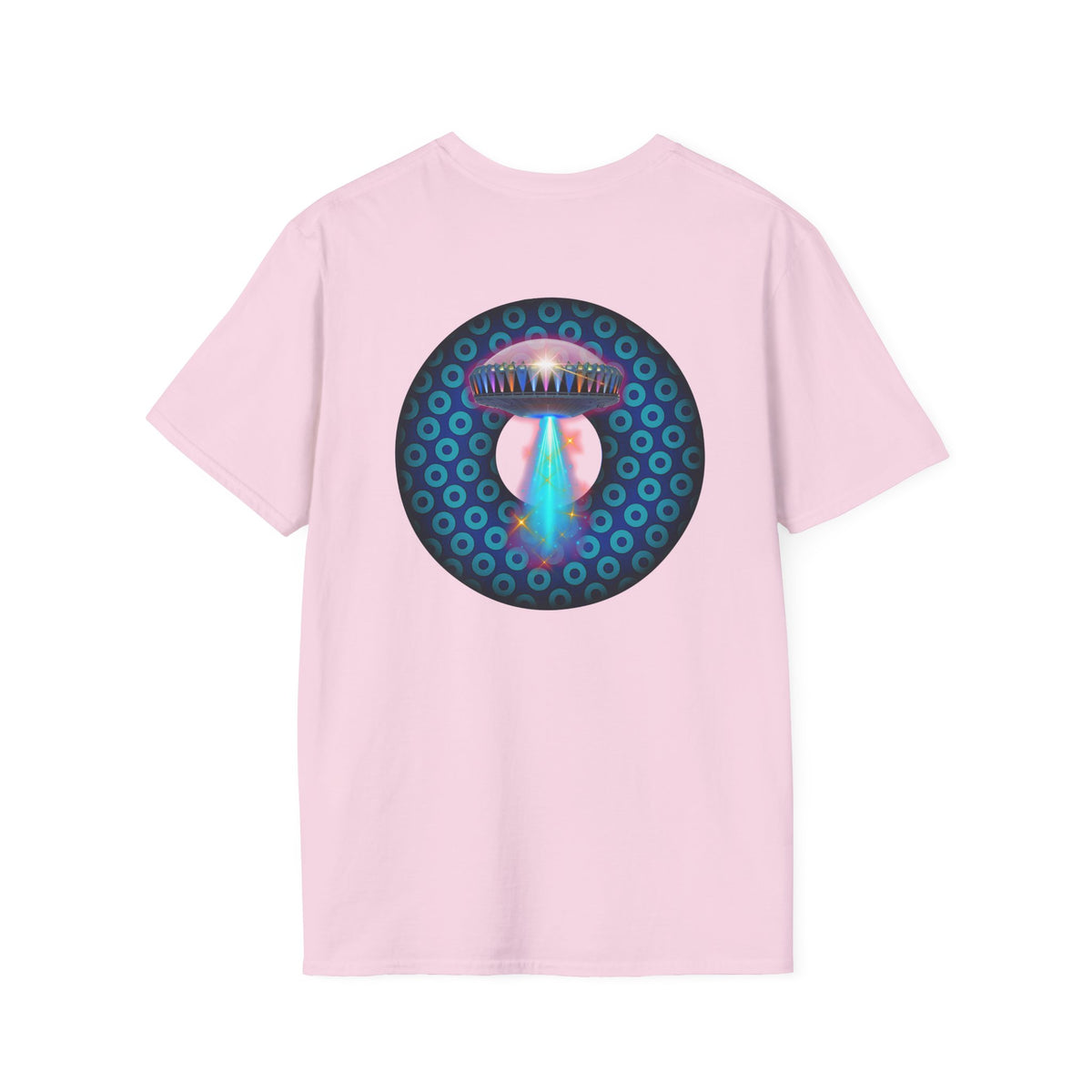 Classic Donut Tee - Unisex Soft-Style - "Donuts now Served on the Mothership" - series 1.0  - variant 3  - blue/light blue donut