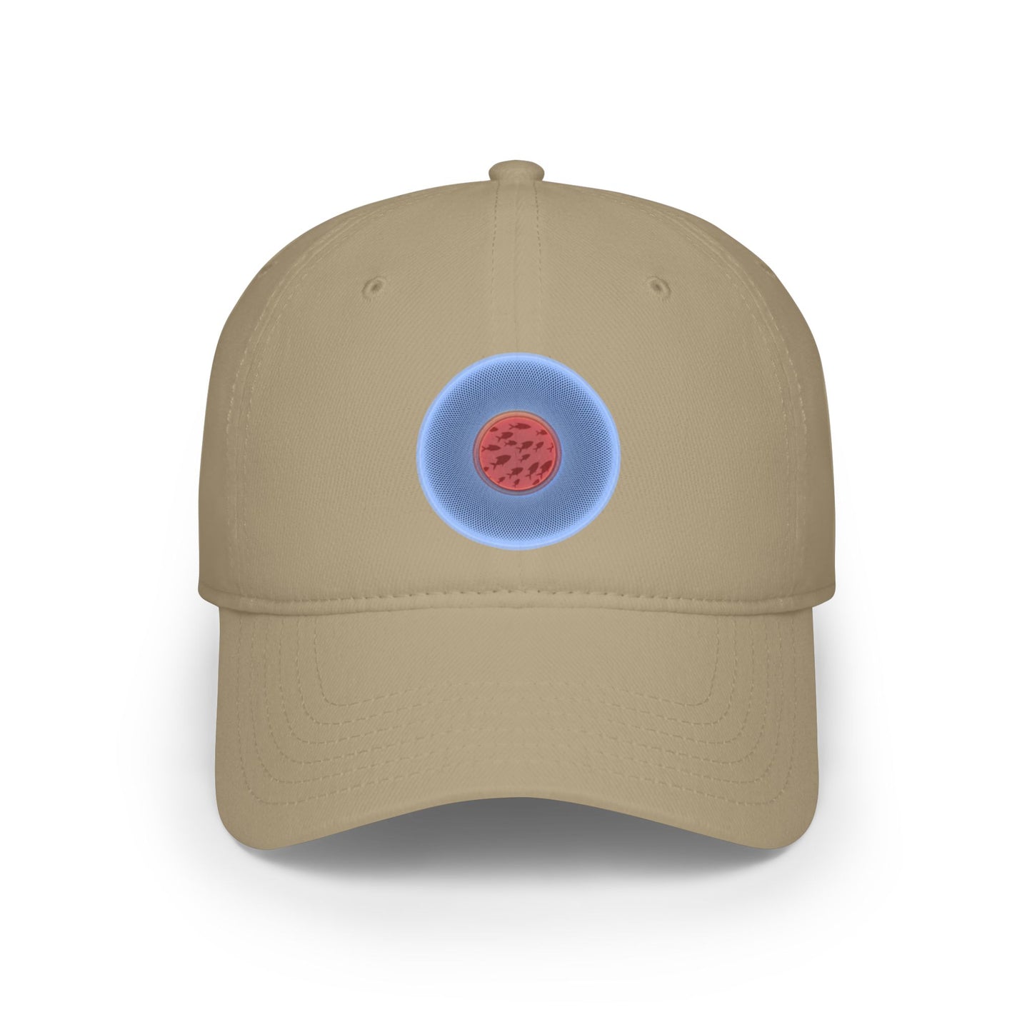 Lumpy Donut Baseball Cap - "Swimming by this Donut Cap" - variant 2 - light blue/red phatty donut w/