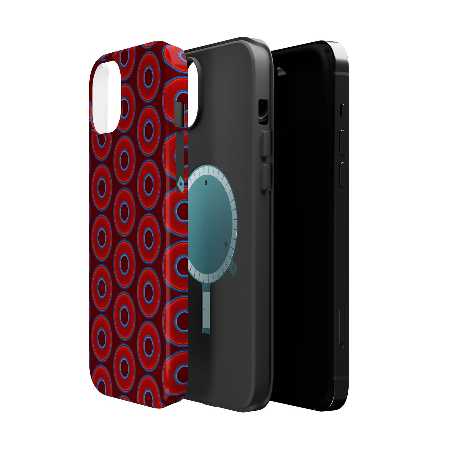 Magnetic Tough Donut Case - red vivid donut print w/dark red background
