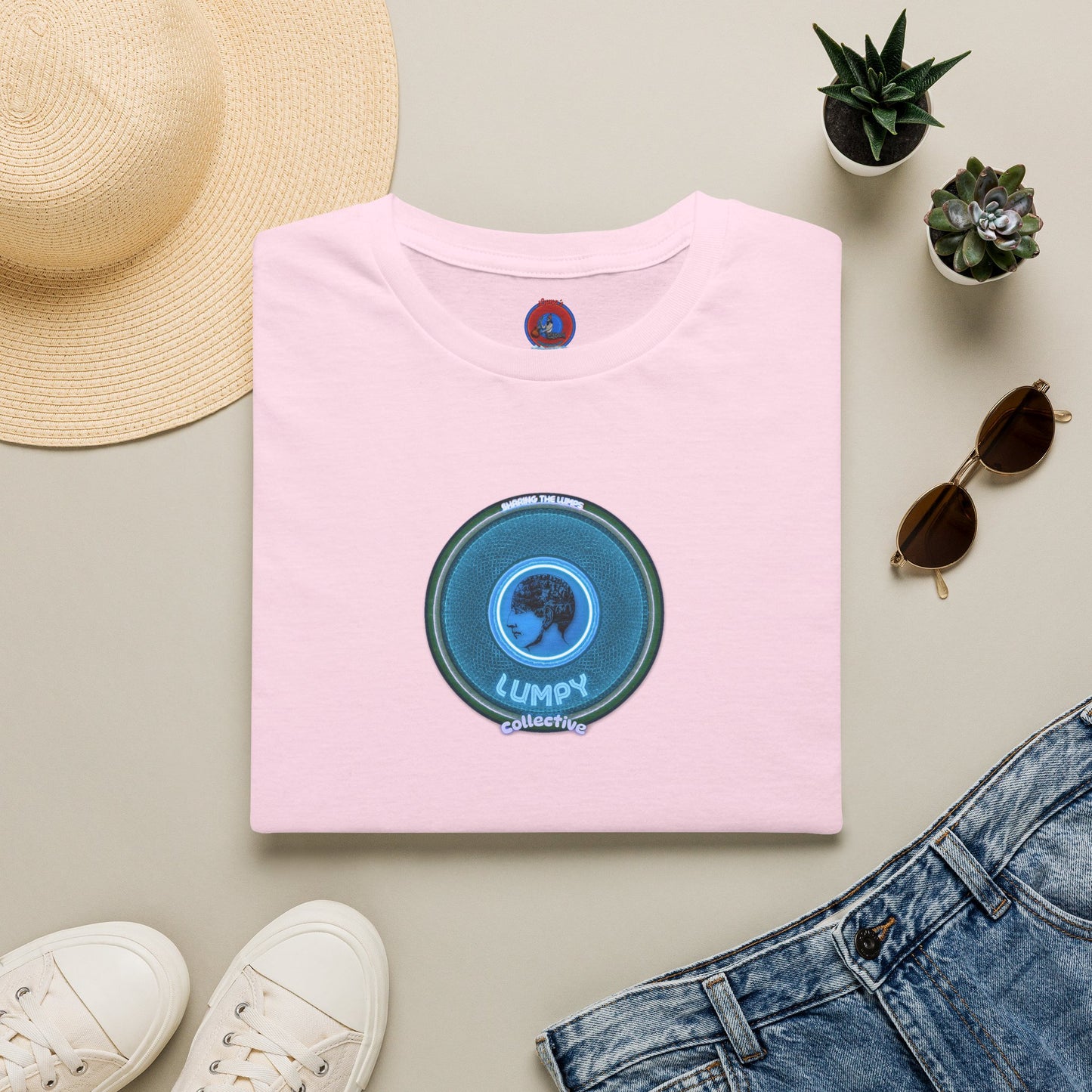 Classic Donut Tee - Unisex Soft-Style - "Lumpy Collective Donut" - aquamarine blue/green lumpy donut - variant 3