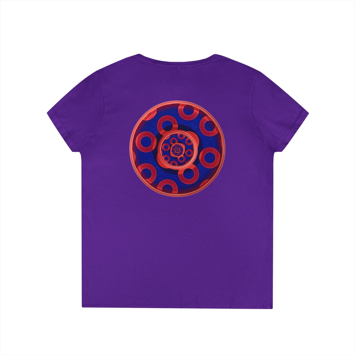 Women's Donut V-Neck Tee - "Paradox Kaleidoscope Donuts" - rustic donut w/ - variant 2