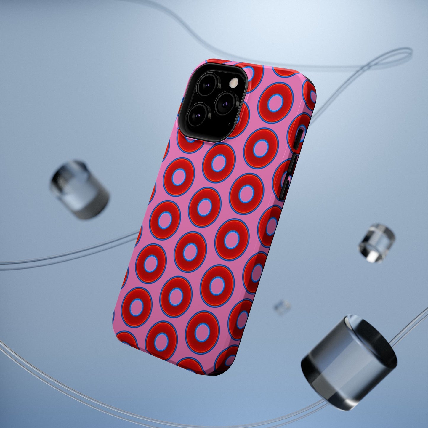 Impact-Resistant Lumpy Donut Case - red vivid donut print w/pink background