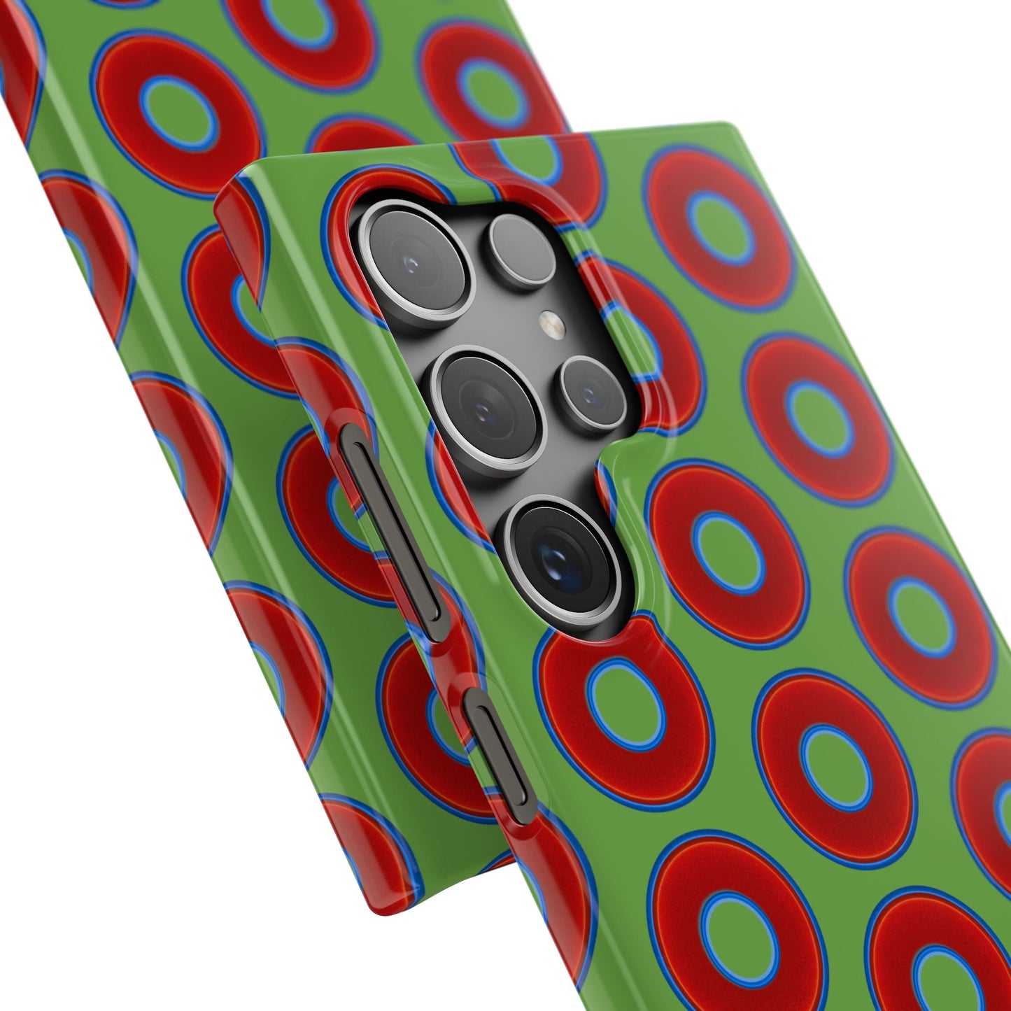 <Lumpy Donut Snap Case - red vivid donut print w/light green background