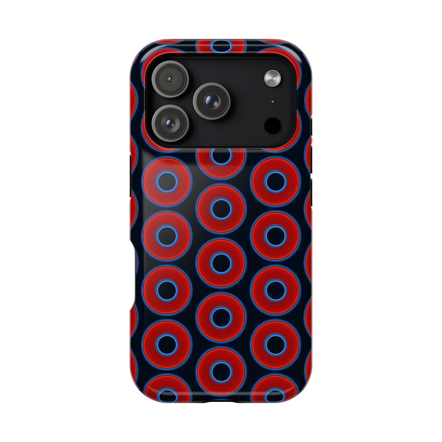 Magnetic Tough Donut Case - red vivid donut print w/blue charcoal background