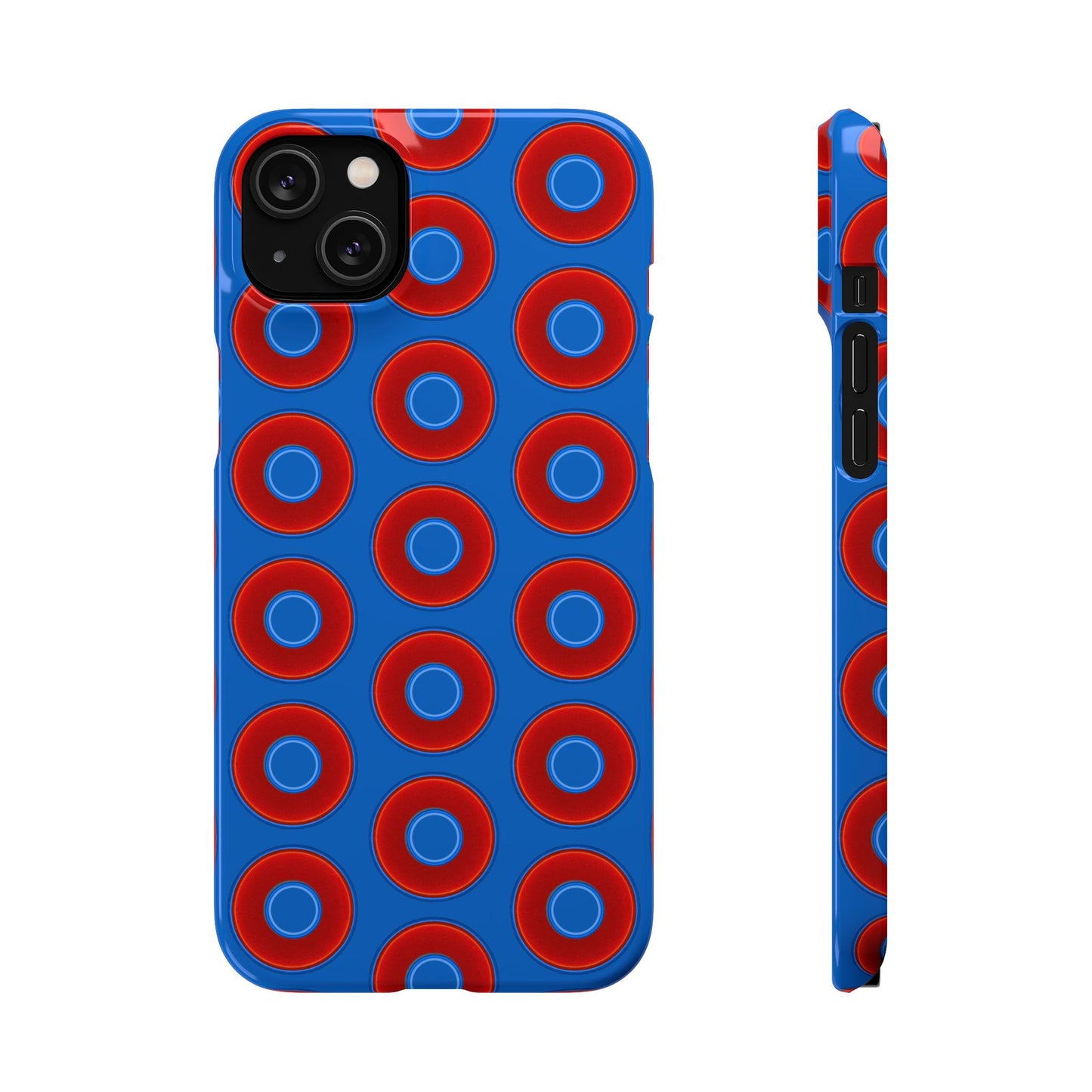 Lumpy Donut Snap Case - red vivid donut print w/dark royal background