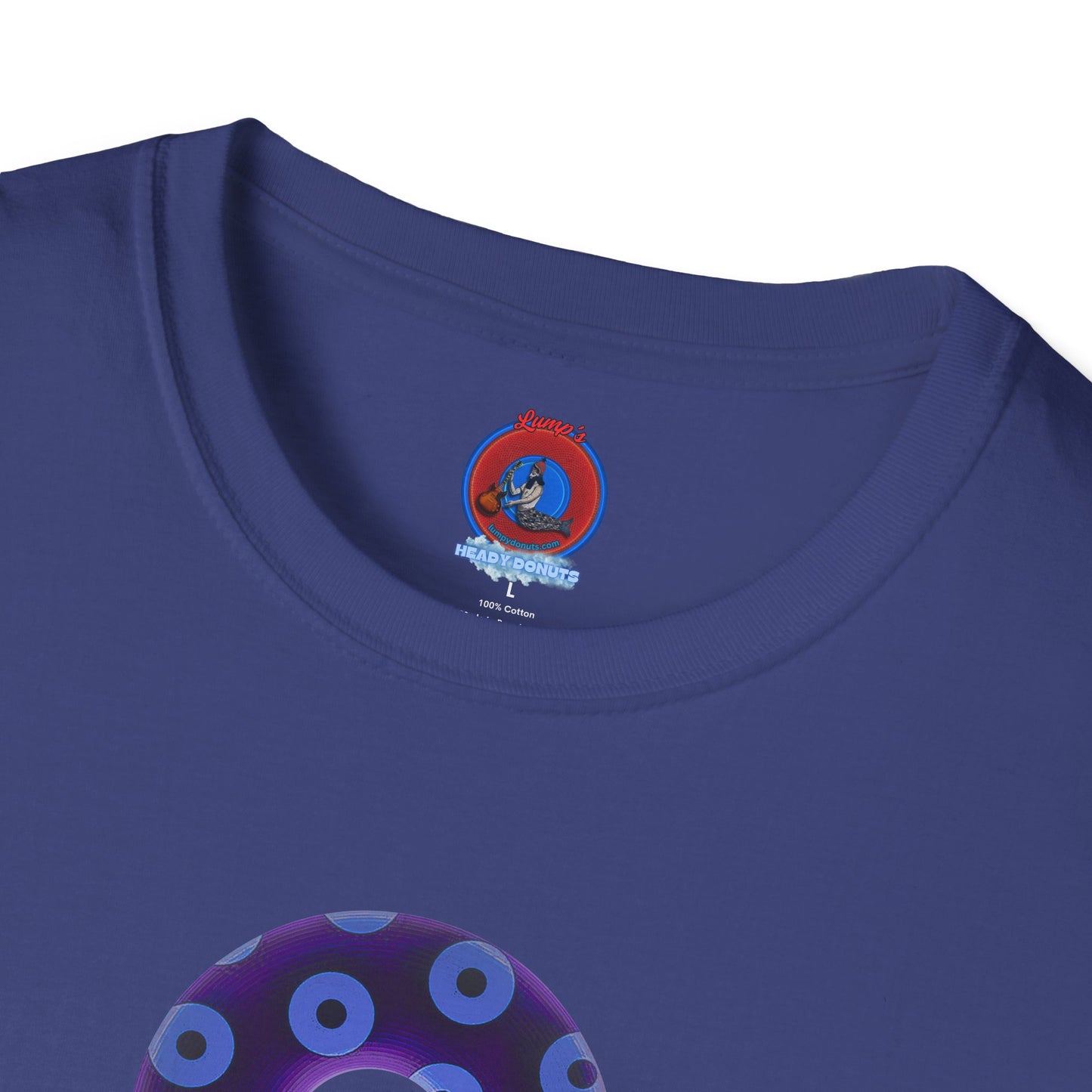 Plain Donuts/Unisex Soft-Style - "Plain Blimpy Paradoxical Donuts" - dark purple/Carolina blue donuts