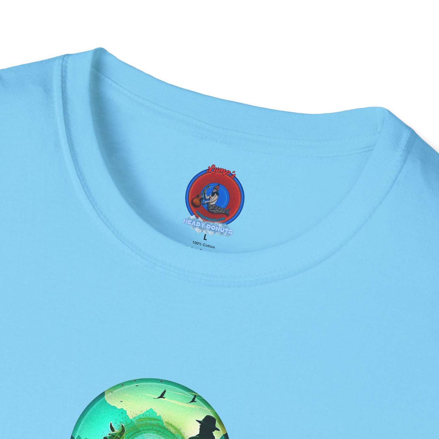 Lumpy Coffee Traders Tee - Unisex Soft-Style - "Taboo, taboot!" - paradoxical logo donut - variant 2 - taboo, taboot front/logo back