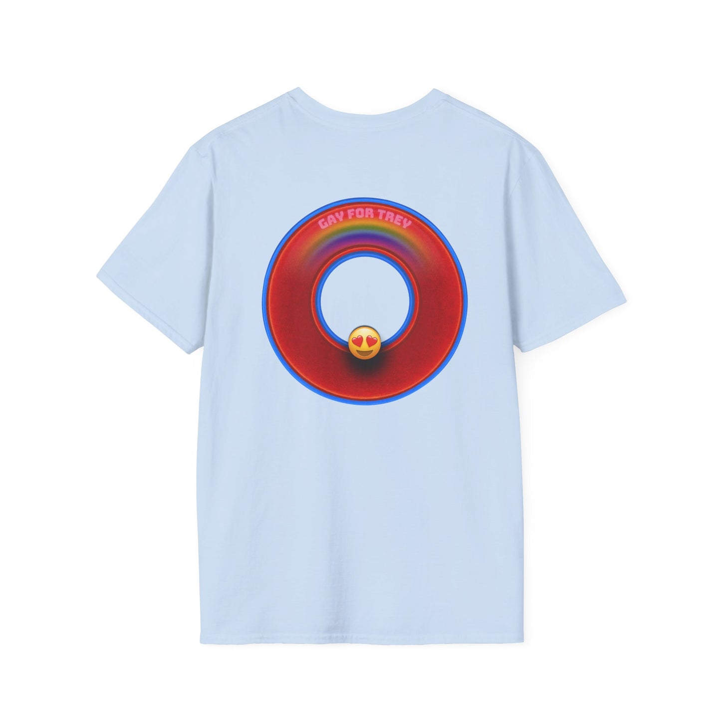 Classic Donut Tee - Unisex Soft-Style - "Yes You Are Mark!" - vivid red/blue donut