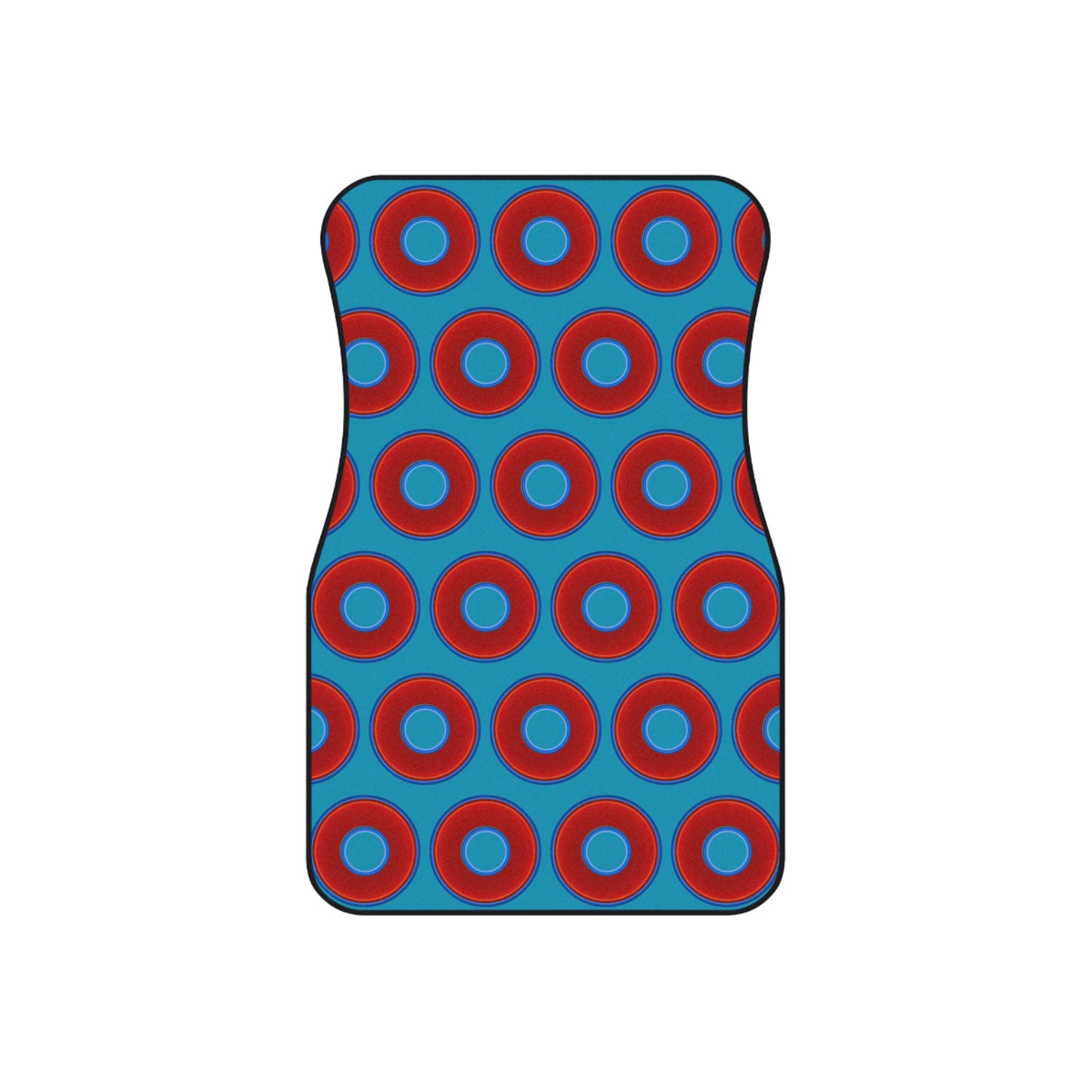 Contacted Car Mats - vivid donut print w/aquamarine blue background