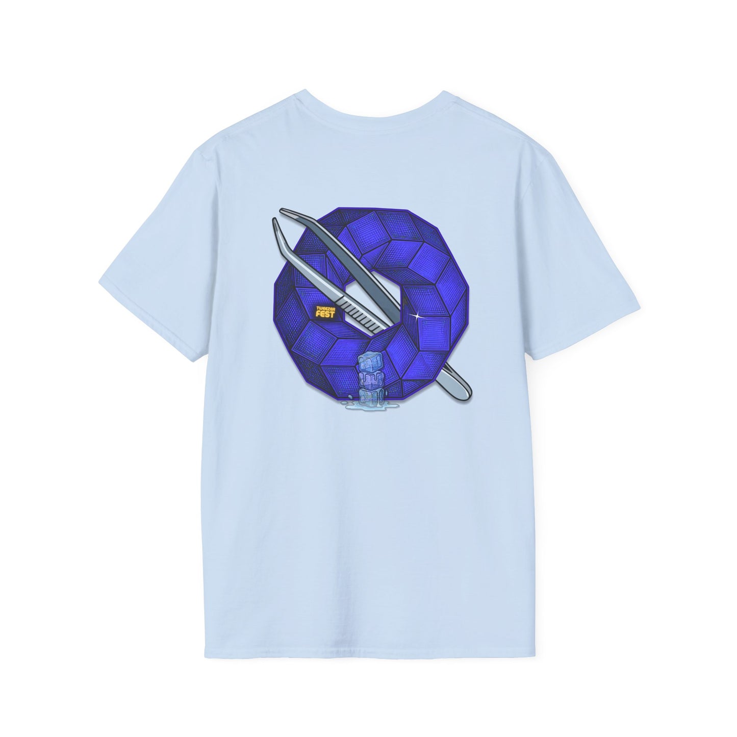 Classic Donut Tee - Unisex Soft-Style - "The Teasing Festivus Donut" - blue rustic cubed donut