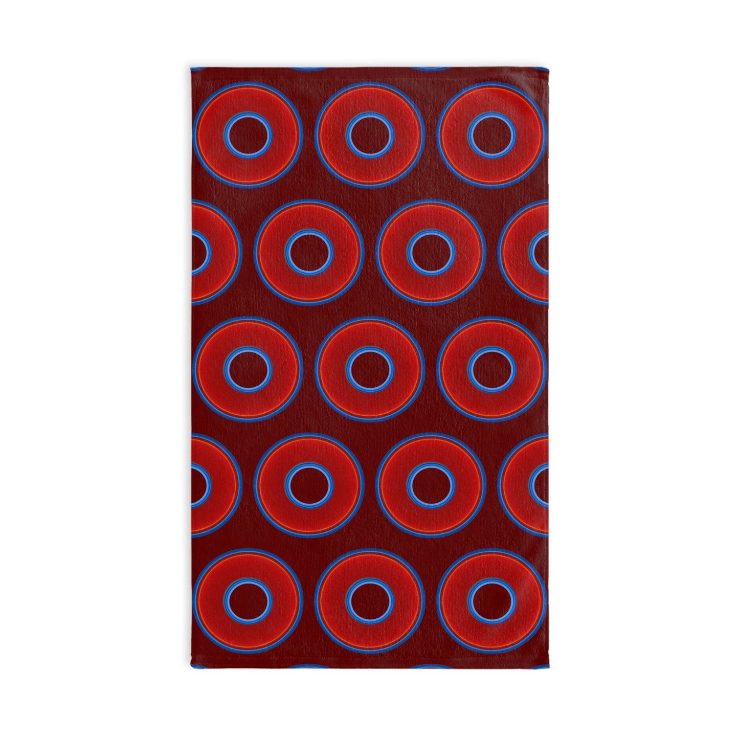 Lumpy Kitchen/Hand Towels - vivid red donuts w/dark red background