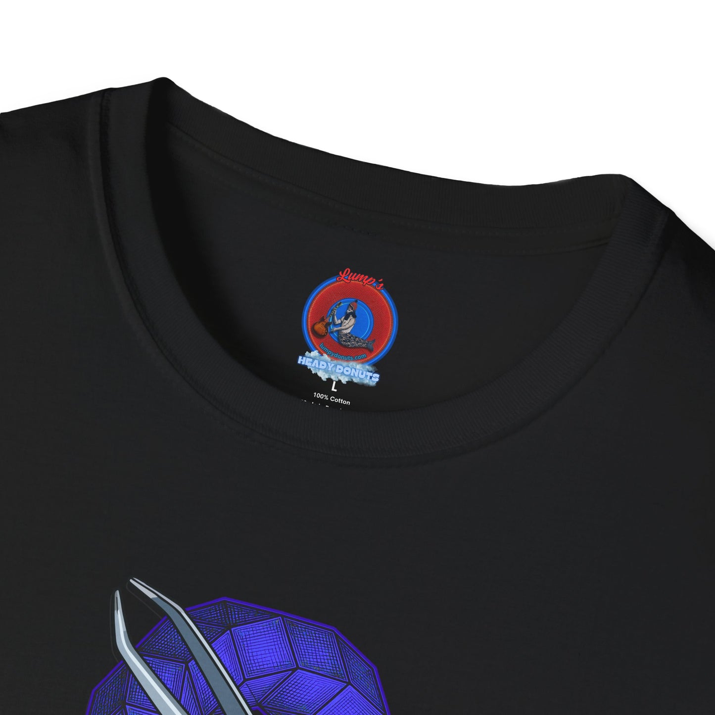 Classic Donut Tee - Unisex Soft-Style - "The Teasing Donut" - rustic dark royal blue cubed donut