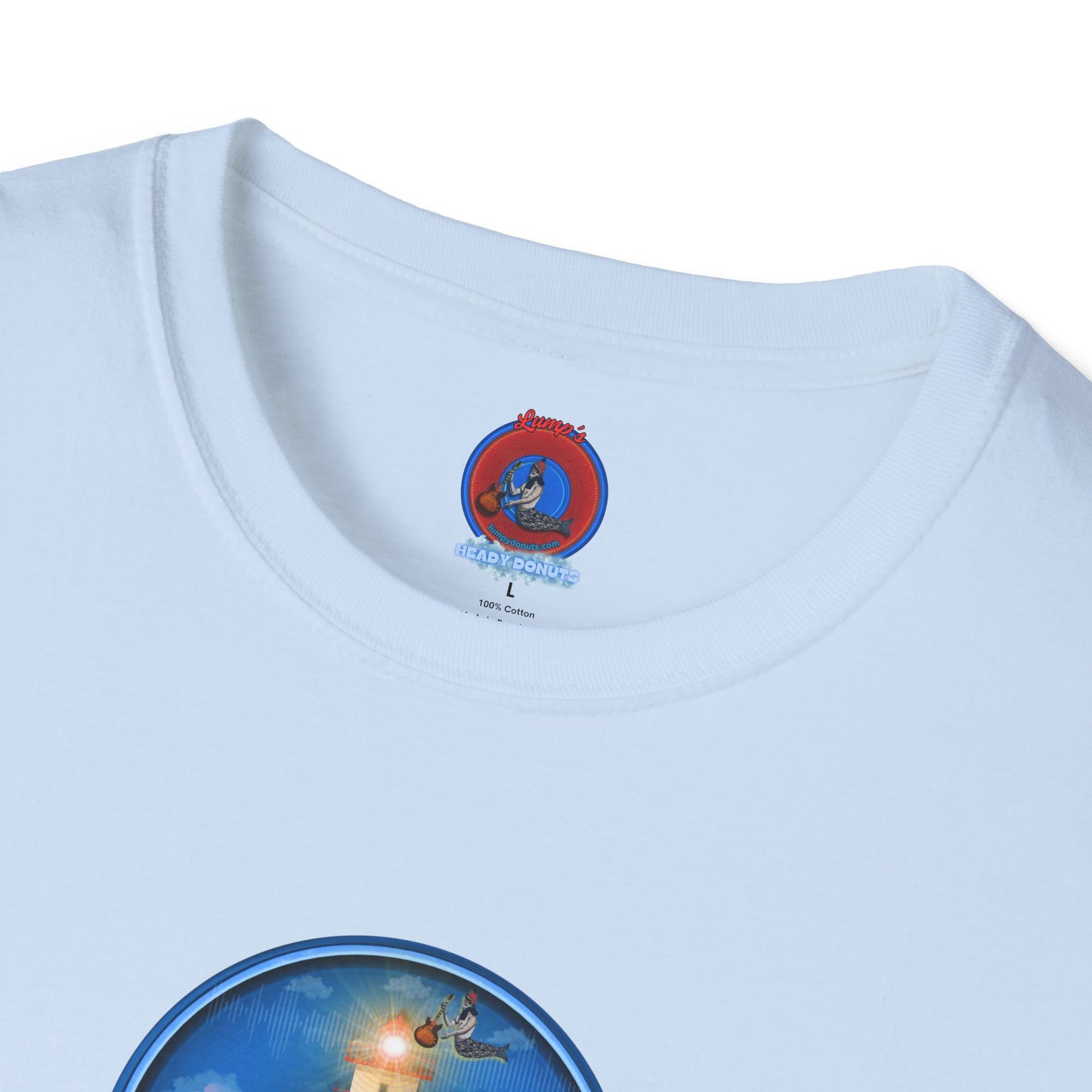 Classic Donut Tee - Unisex Soft-Style - "Merriweather Crab Pâté Feast Donuts" - surreal blue/blue cartoon donut