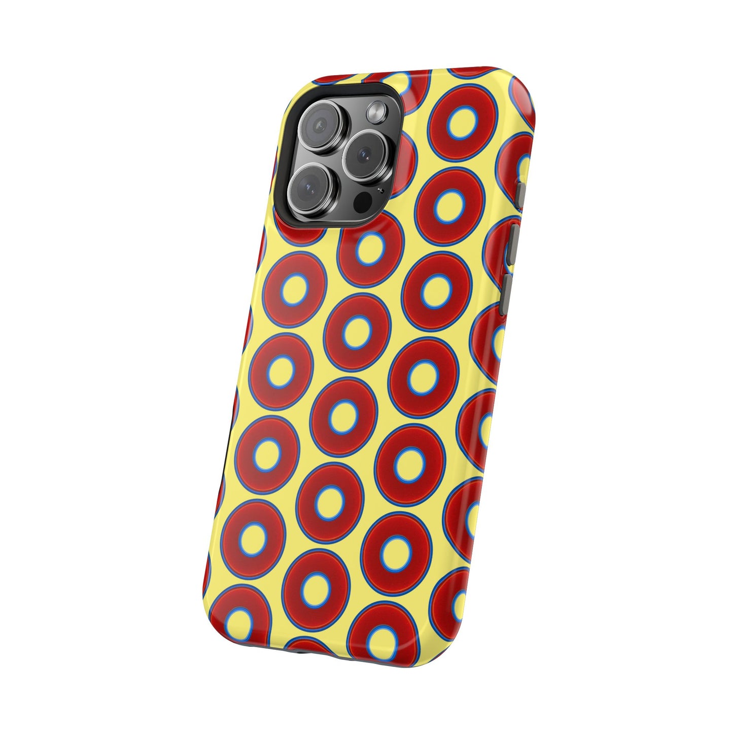 Magnetic Tough Donut Case - red vivid donut print w/yellow background
