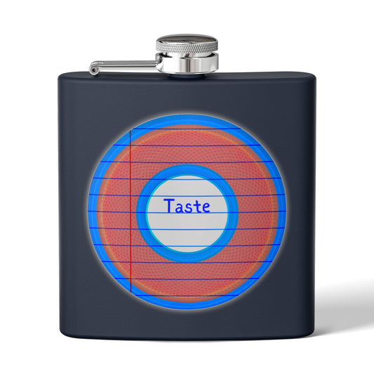 Lump's Donut Flask 6 oz -  "Tasty Flask Donut" - red/blue rustic donut - [*w/your choice of 6 backgrounds]