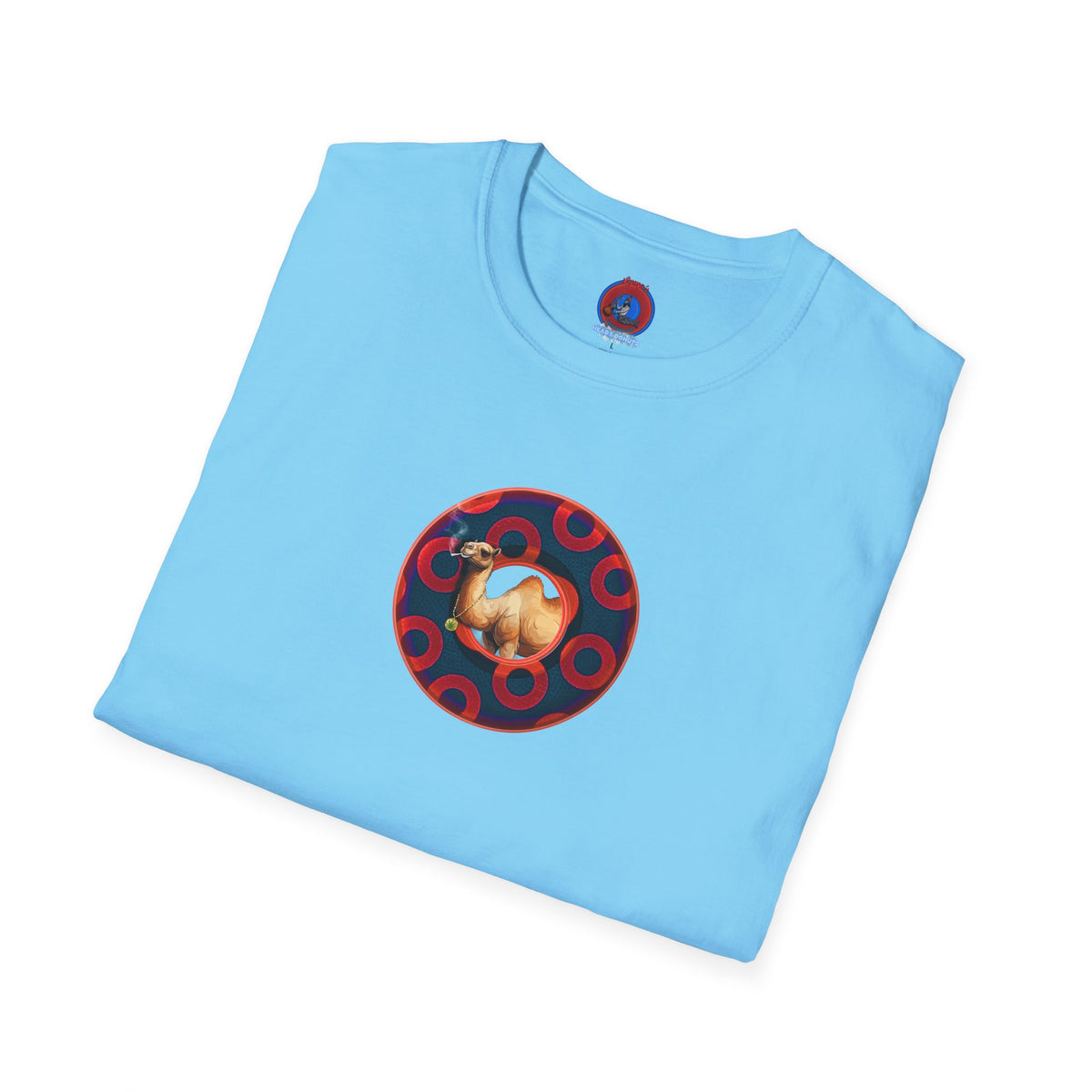 Classic Donut Tee - Unisex Soft-Style - "Joe Camel's Super Cool Donut" - rustic paradox donut - dark navy/red donuts