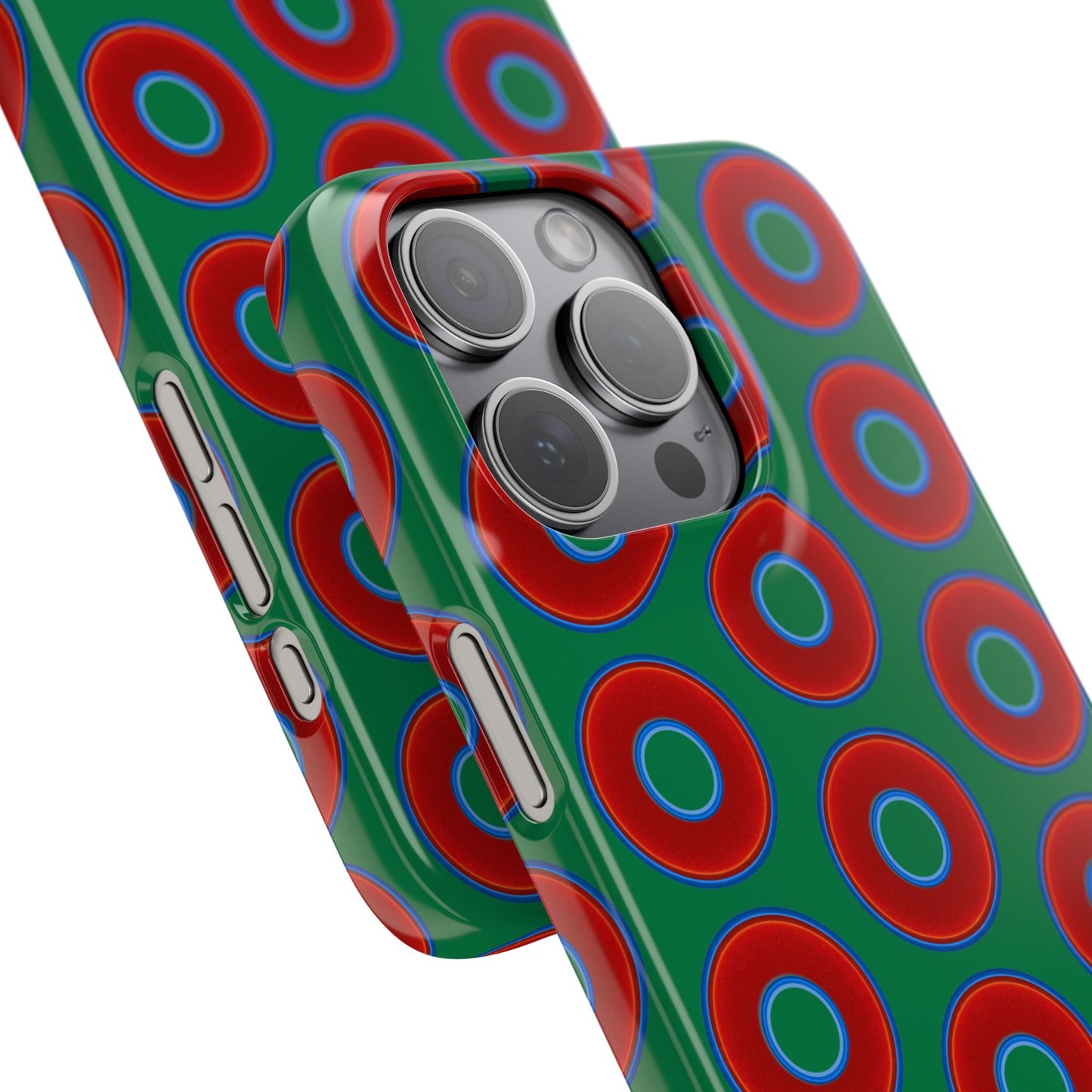 Lumpy Donut Snap Case - red vivid donut print w/green background