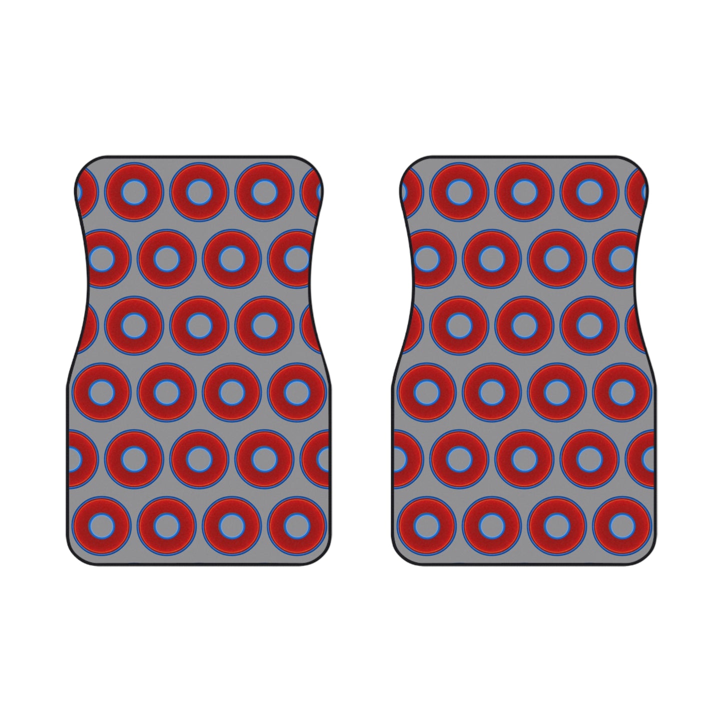 Contacted Car Mats - Set of 2/Front - vivid donut print w/gray background