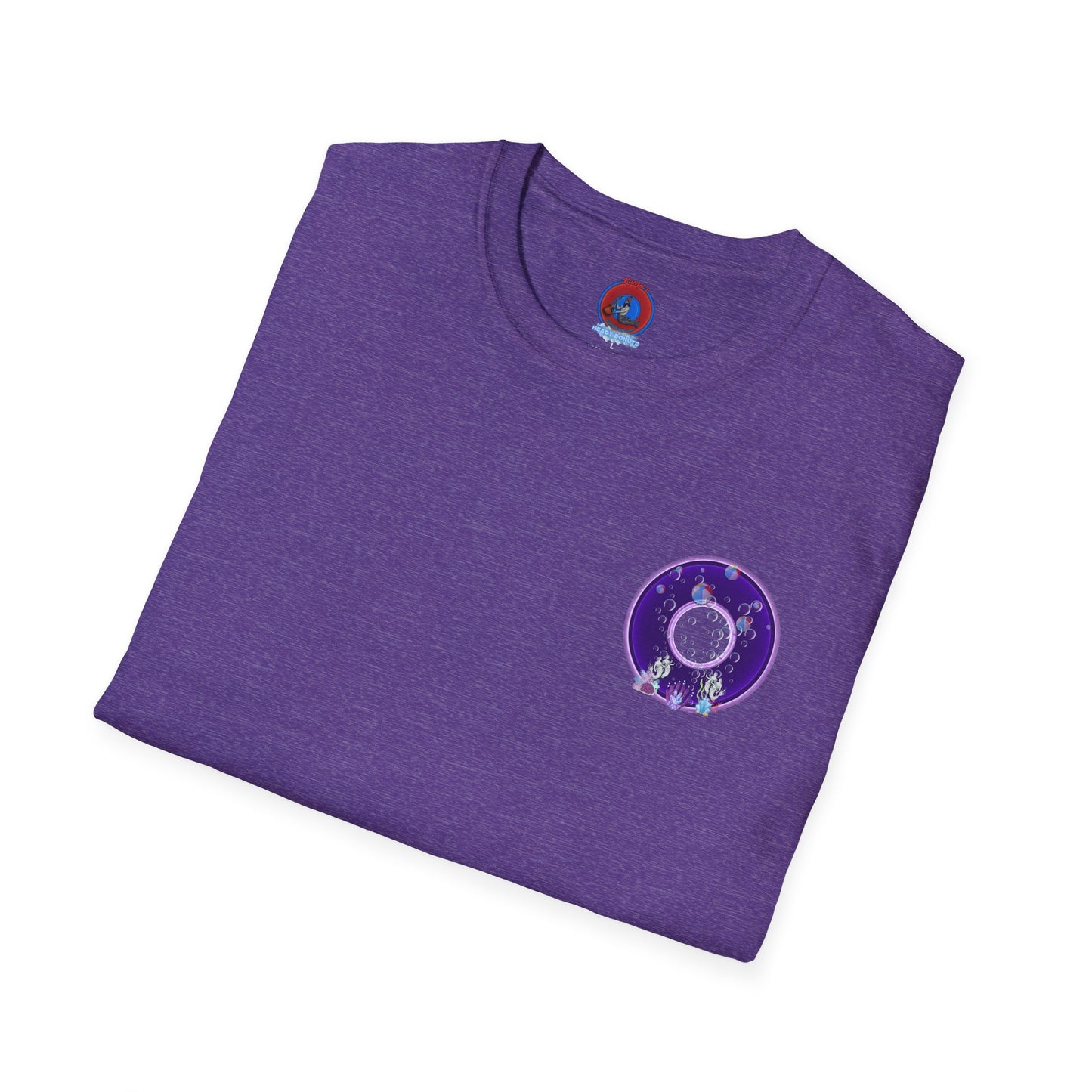 Classic Donut Tee - Unisex Soft-Style - "Sure That Sirens Made This Donut For Me" - vivid dark purple/light purple donut