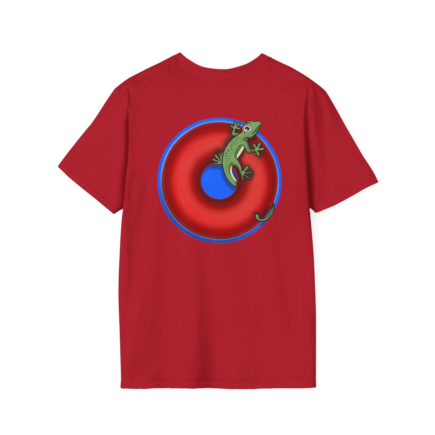 Classic Donut Tee - Unisex Soft-Style - "Practically Extinct Tee Shirt" - plump vivid red donut- variant 2