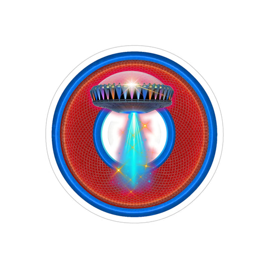 Donut Bumper/Outdoor Sticker - "They Serve Donuts on the Mothership Now" - series 1.0 - variant 1 - red/blue donut - [Die-Cut] 6"x 6"