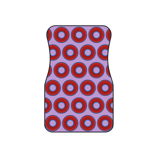 Contacted Car Mats - vivid donut print w/wisteria purple background
