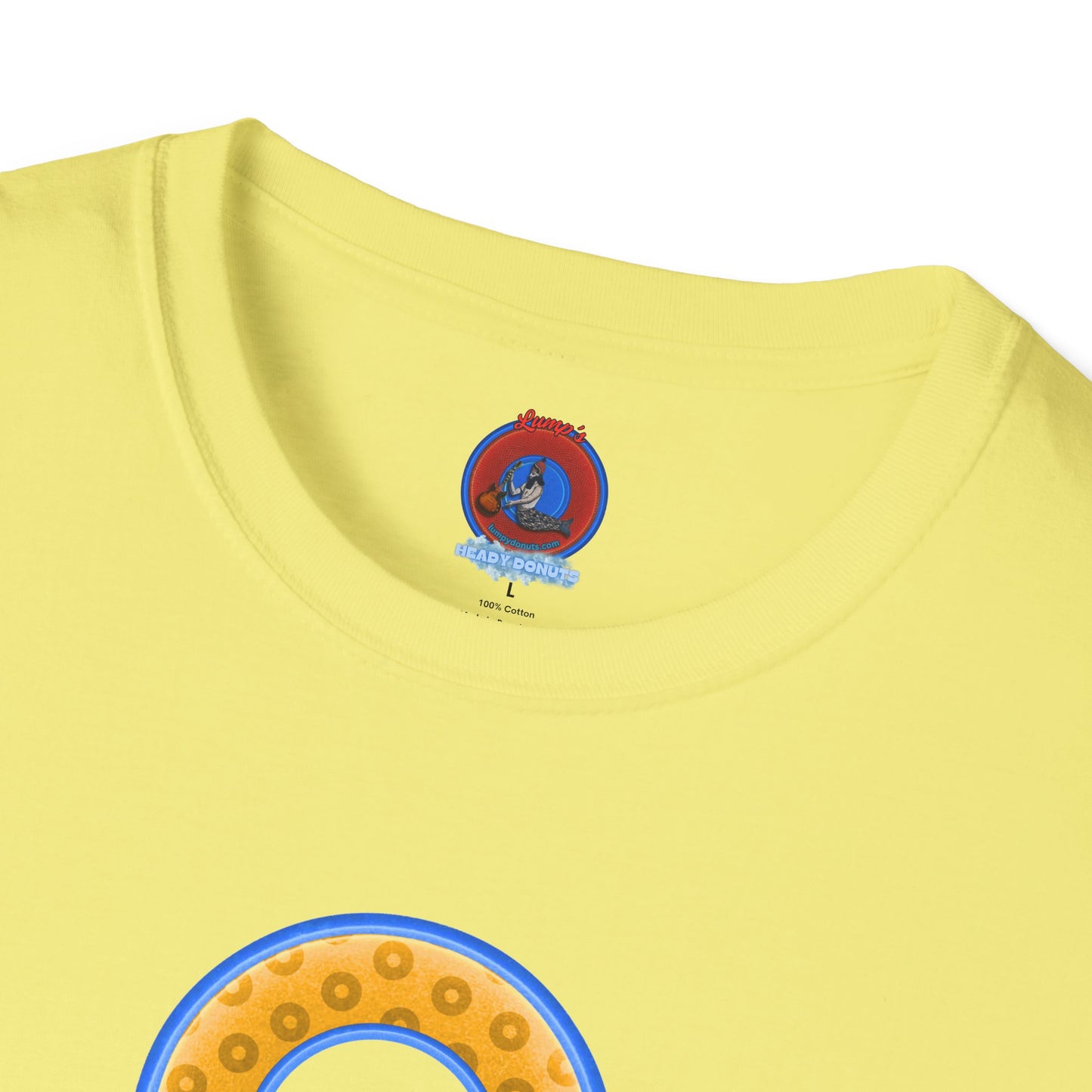 Plain Donuts/Unisex Soft-Style - "Plain Wide Mouthed Paradoxical Donuts" - yellow/light blue donuts