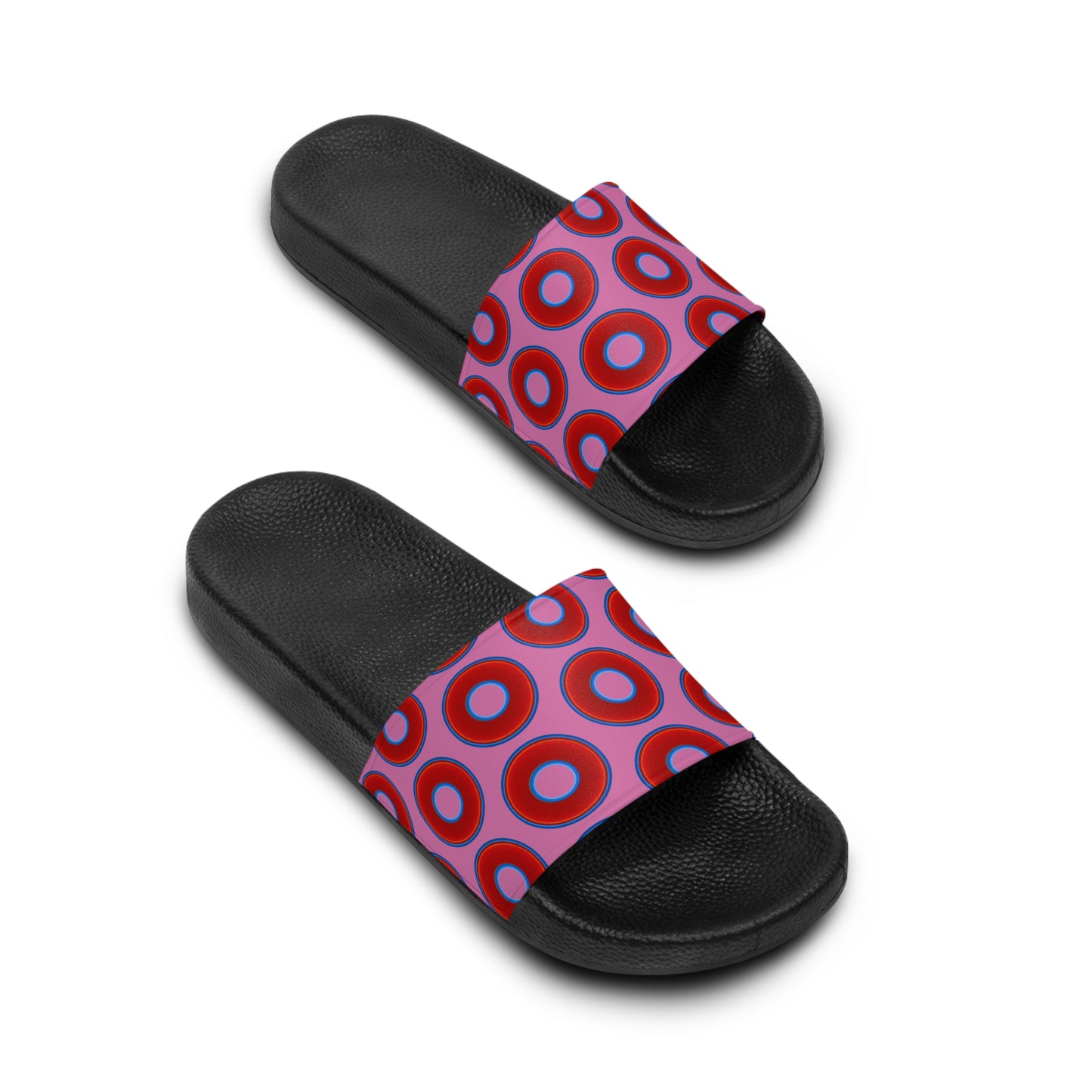 Men's Lumpy Sandals - slip-ons - red vivid donuts w/pink background