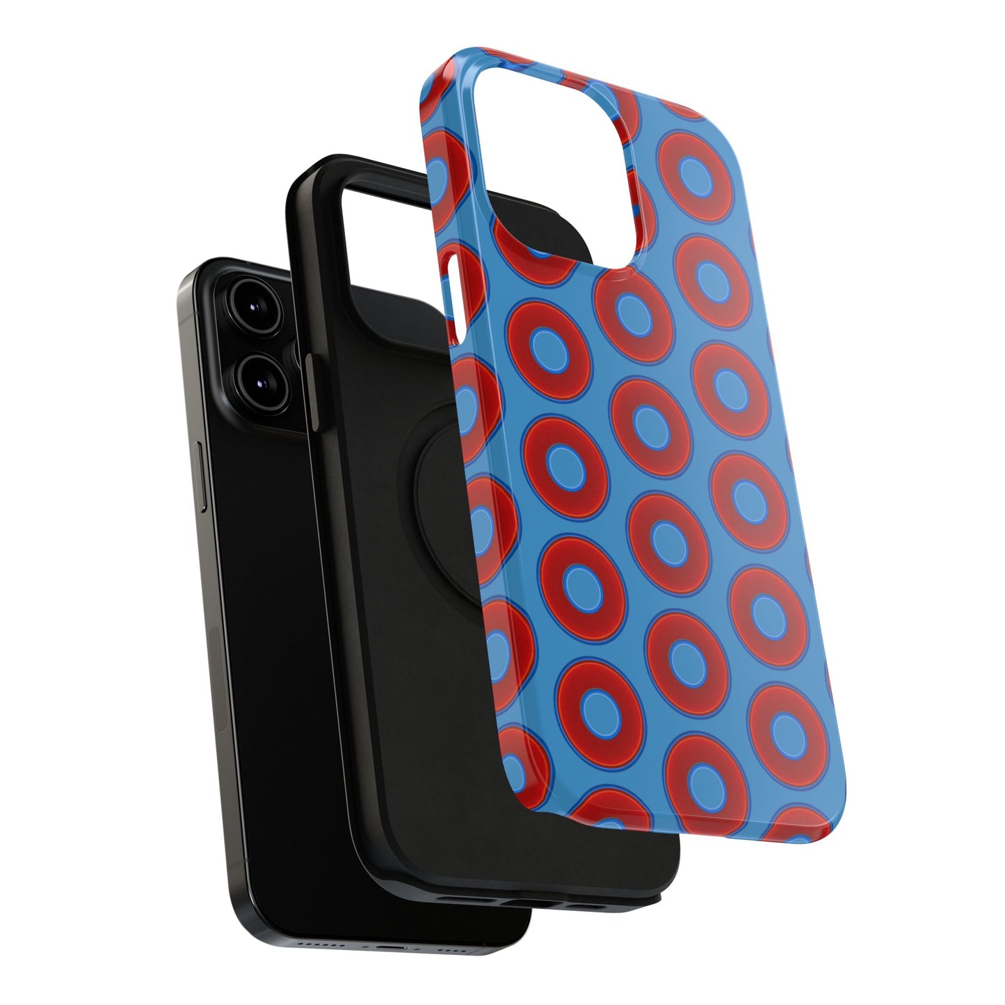 Impact-Resistant Lumpy Donut Case - red vivid donut print w/light steel blue background