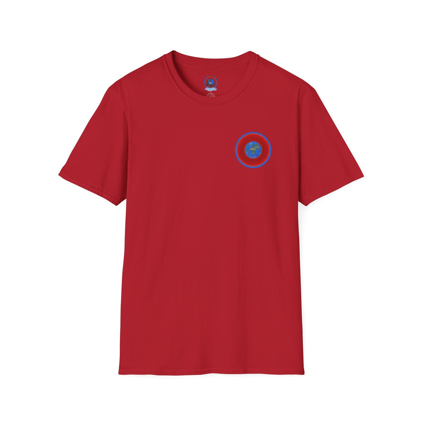Classic Donut Tee - Unisex Soft-Style - "Soul Donut - We Keep on Rollin' Dough" - vivid red planetary donut - variant 1 [*charitable print - 50% of profit to The Nature Conservatory]