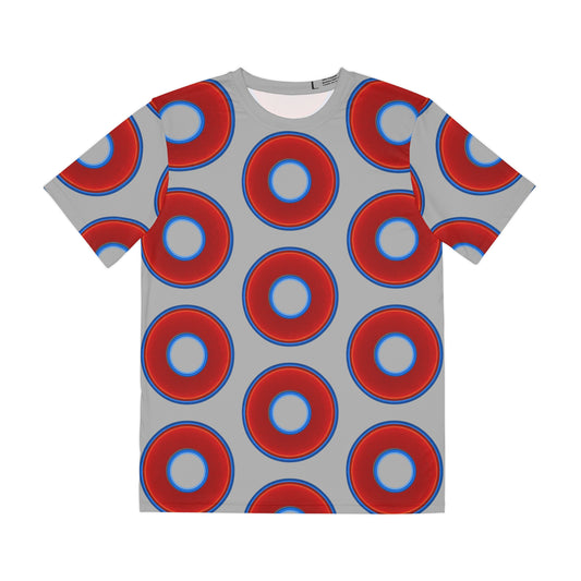 Multi-Beastie Giant Donut AOP Polyester Tee - red vivid donut print w/light gray background