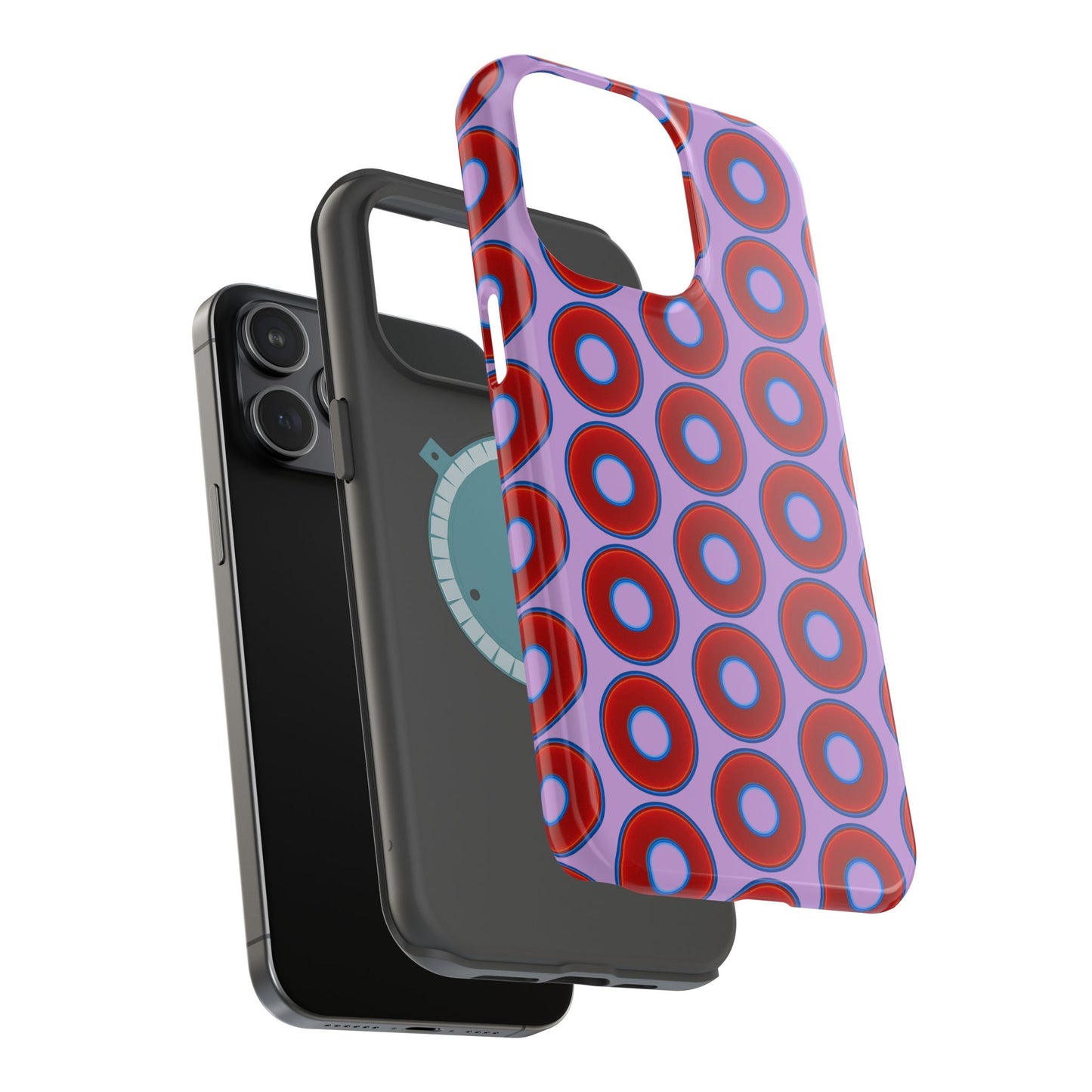 Magnetic Tough Donut Case - red vivid donut print w/wisteria purple background